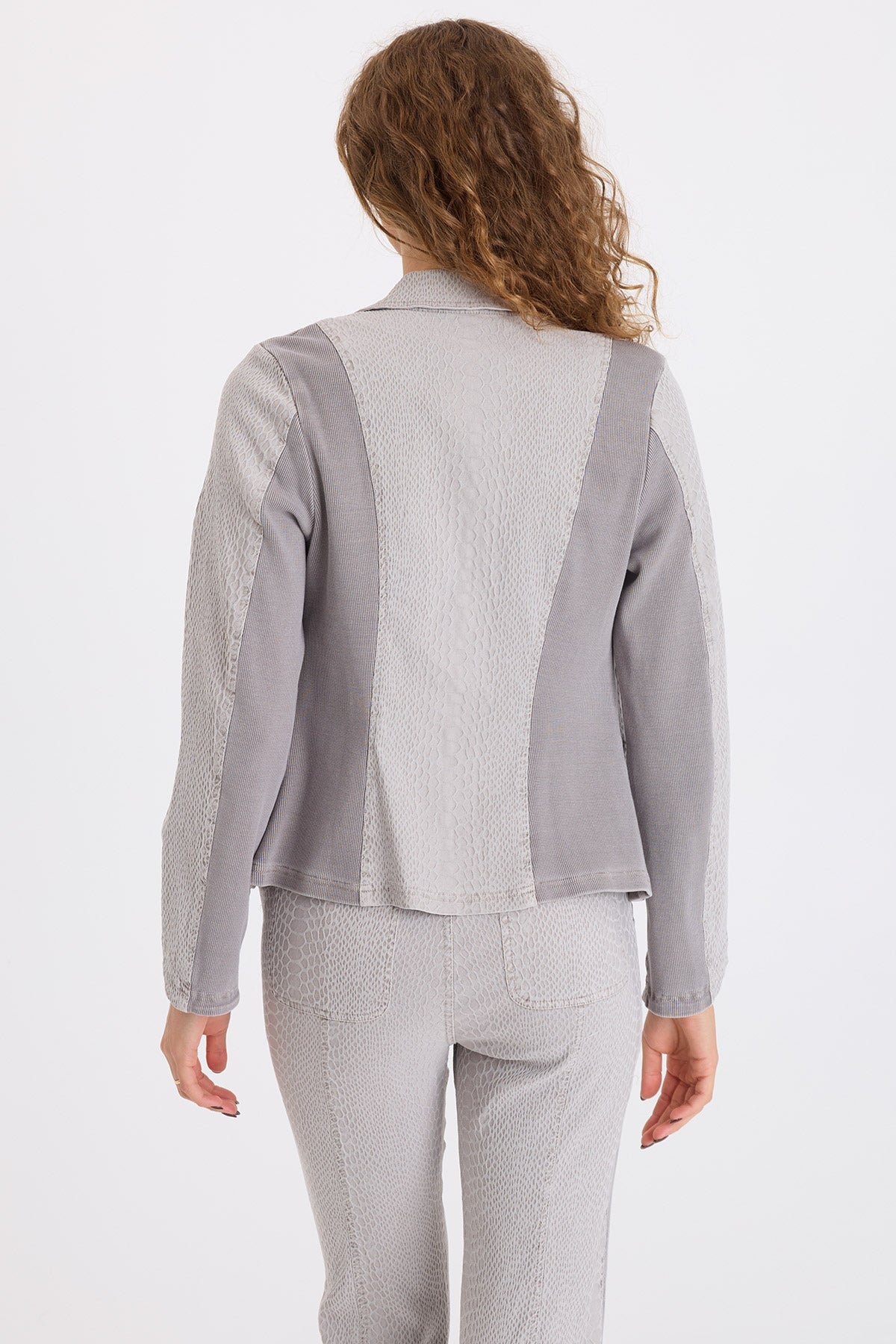 Cornelia Jacquard Slim Fitting Blazer Earl Grey Pigment - XCVI