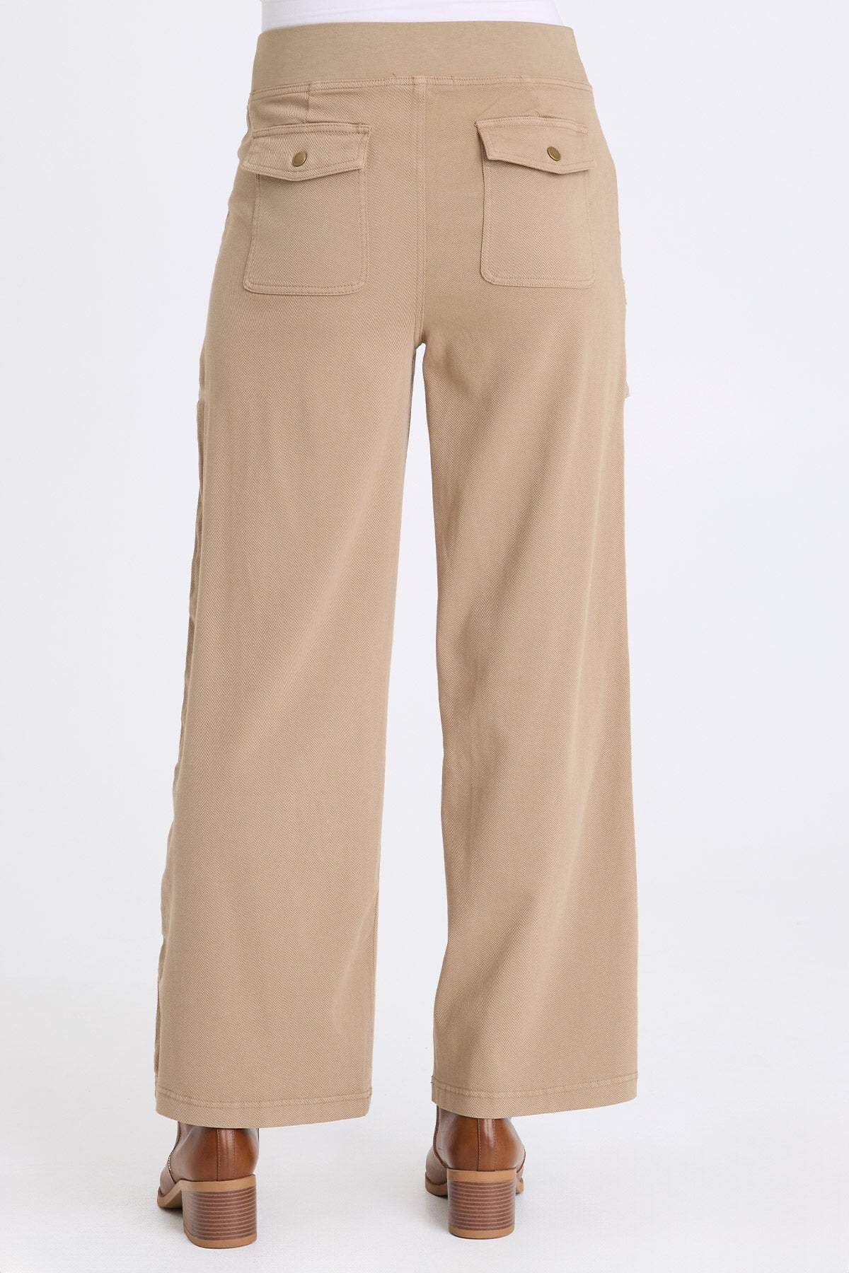 Ozius Twill Wide-Leg Pant with Zippered Pockets Safari - XCVI