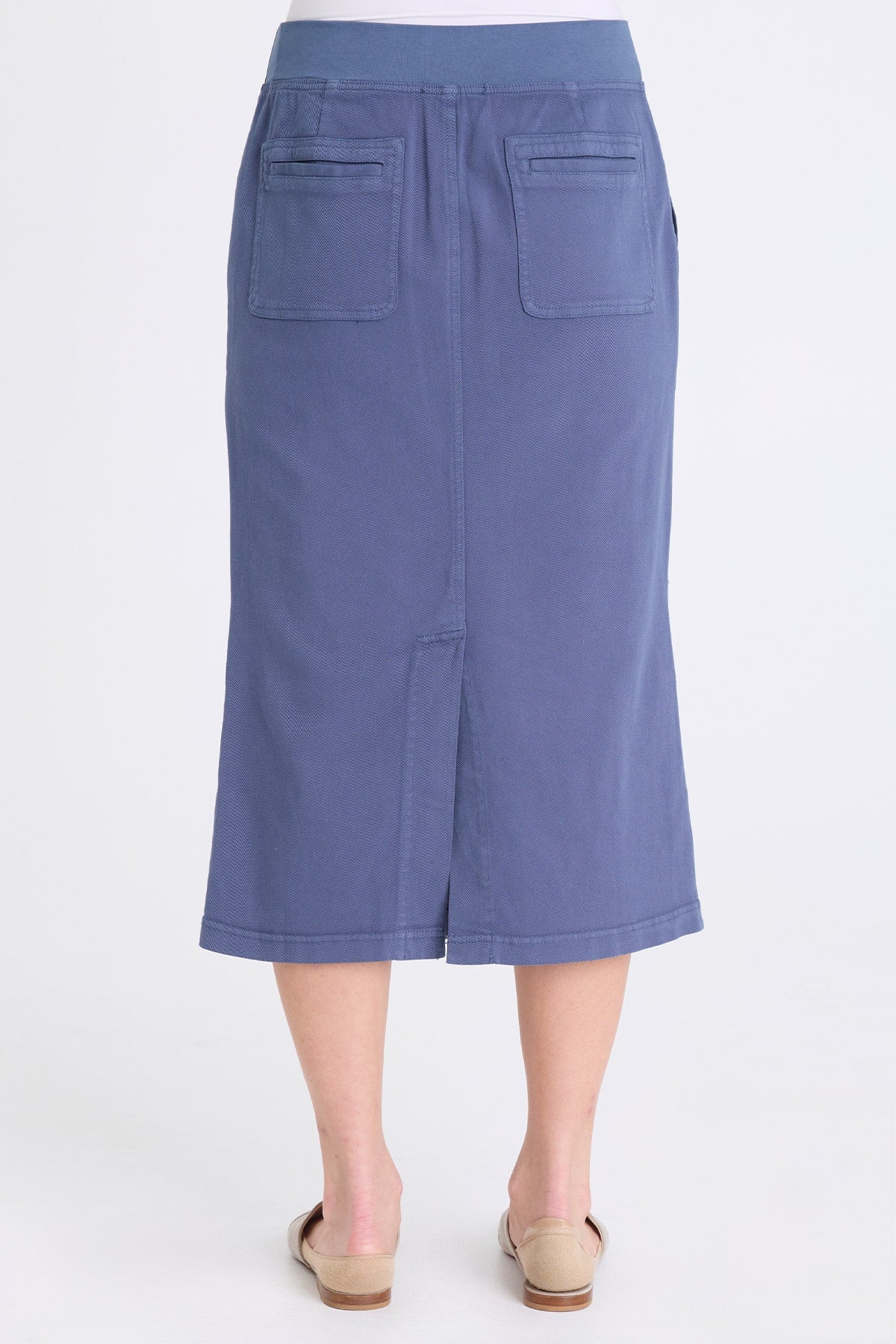 Abelia Twill Cross Panel Skirt Bluestone - XCVI