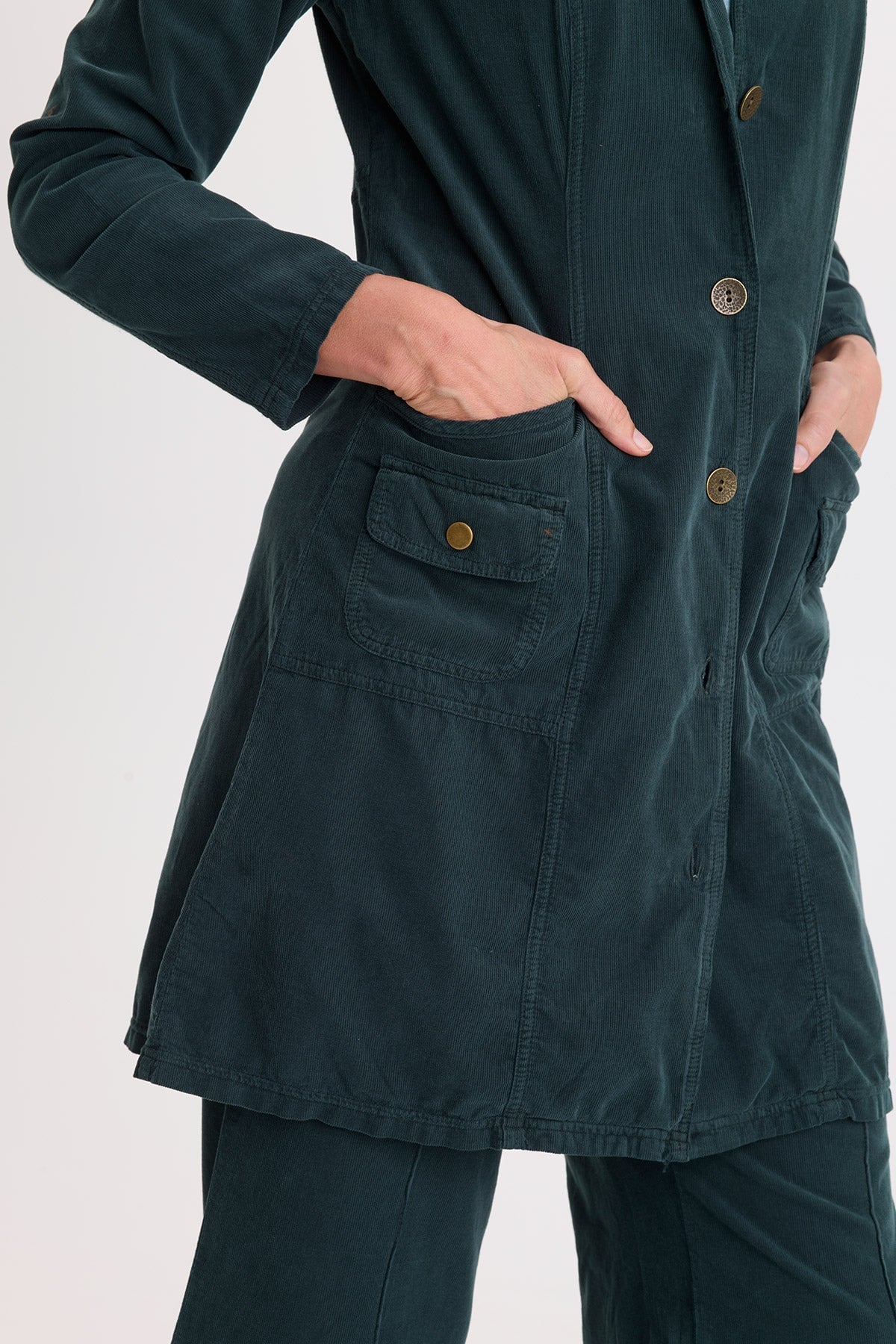 Wearables Kekoa Cotton Corduroy Trench Coat Vining Ivy Pigment - XCVI