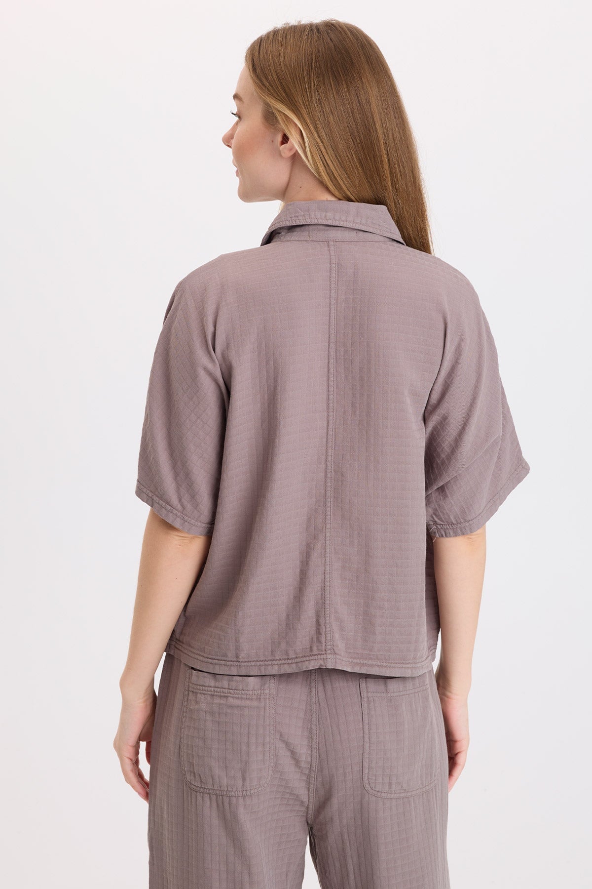 Wearables Jedd Boxy Short Sleeve Basket-Weave Jacket Poppy Seed - XCVI