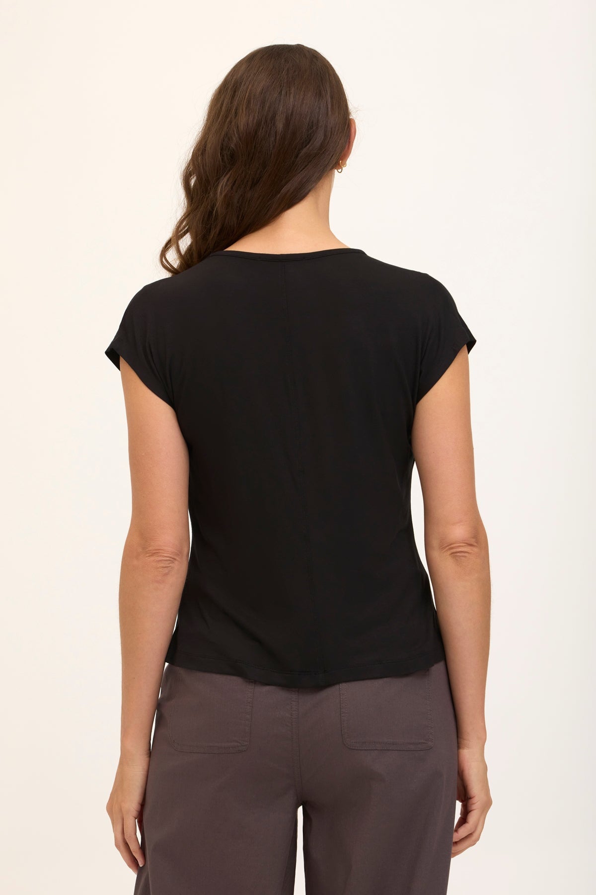 Wearables Core Arwen Soft Jersey Mock Neck Cap Sleeve Top Black - XCVI