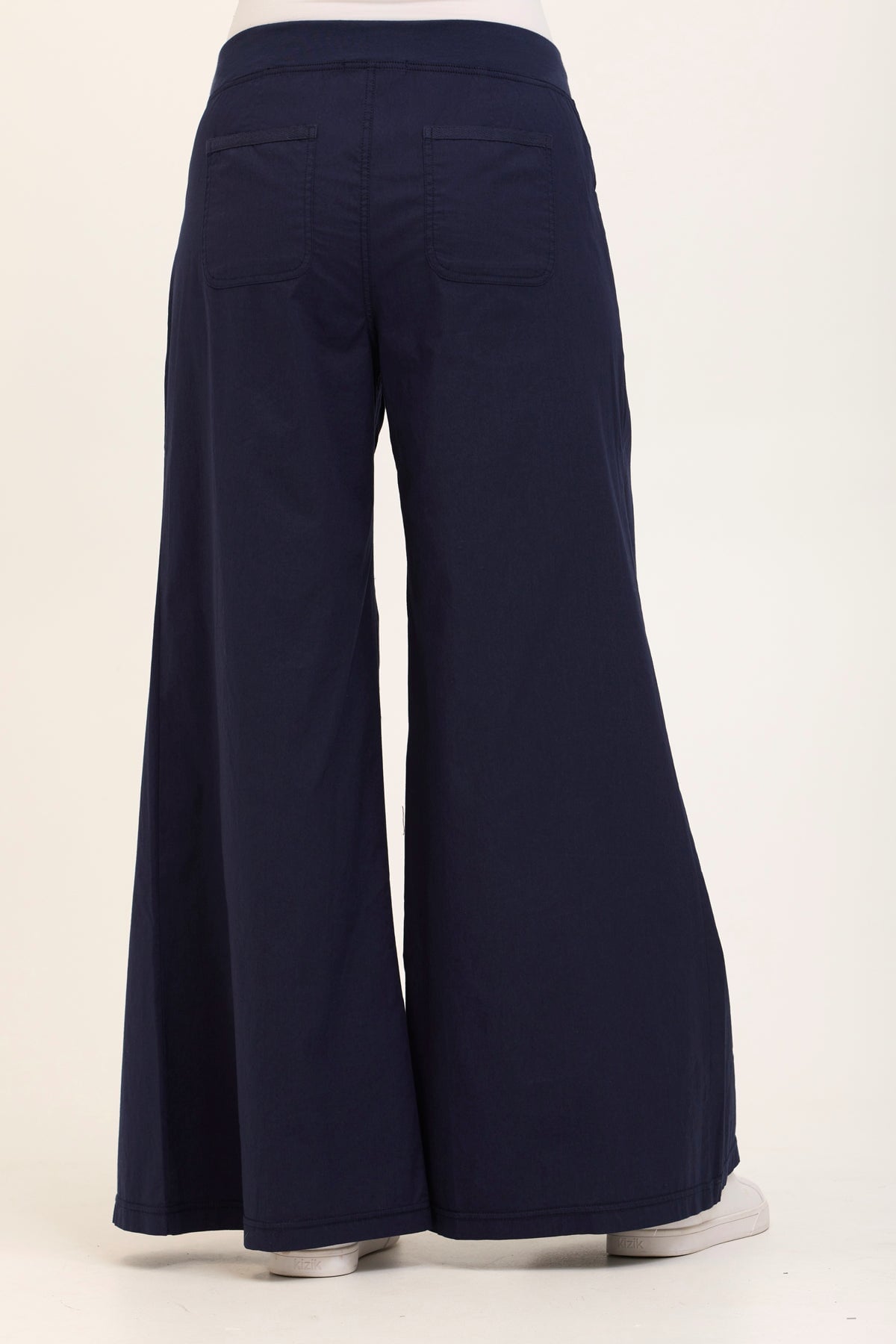 Wearables Core Zorba Stretch Poplin Box-Pleat Wide-Leg Pant Navy - XCVI