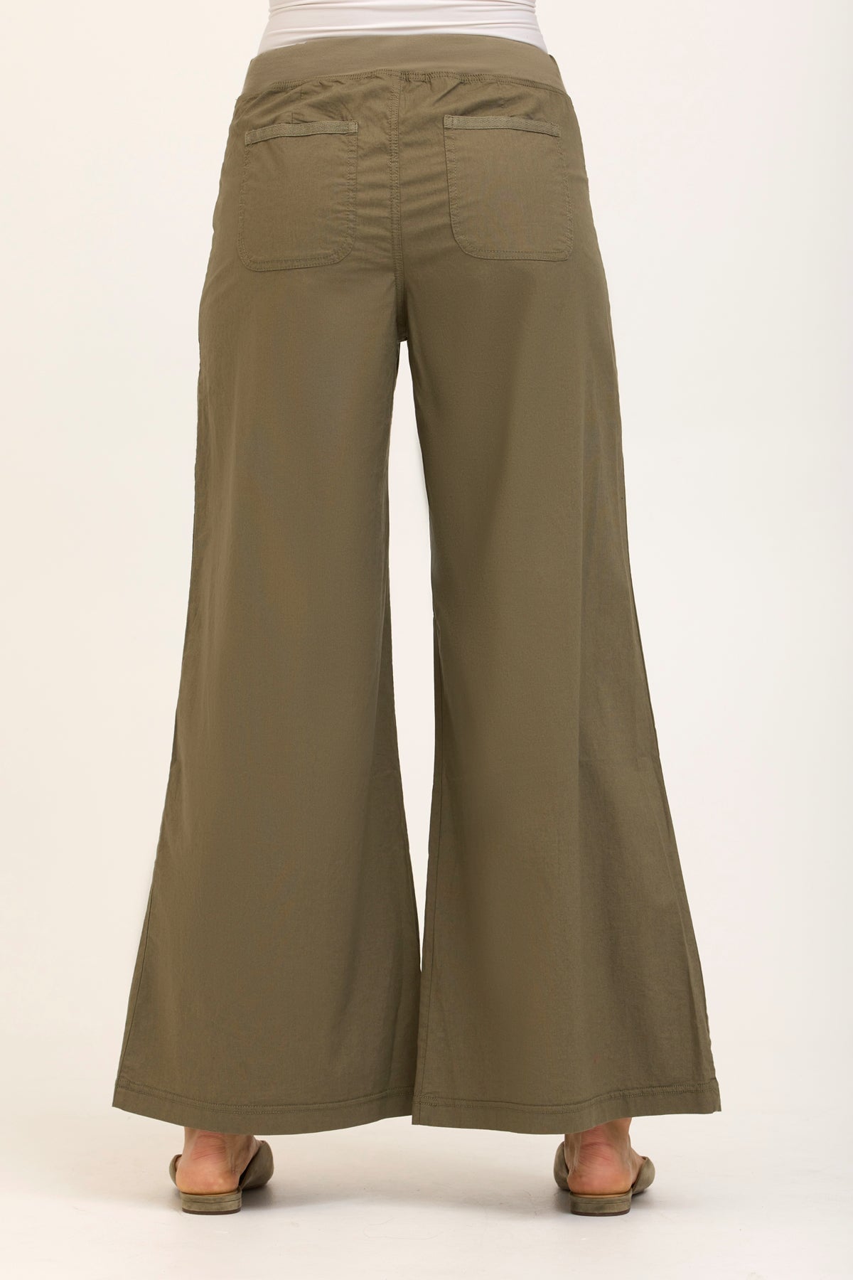 Wearables Core Zorba Stretch Poplin Box-Pleat Wide-Leg Pant Hillside - XCVI