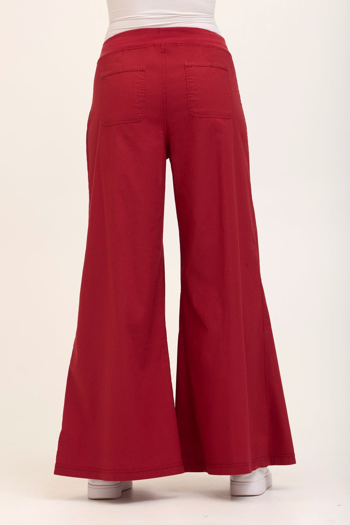 Wearables Core Zorba Stretch Poplin Box-Pleat Wide-Leg Pant Crimson - XCVI