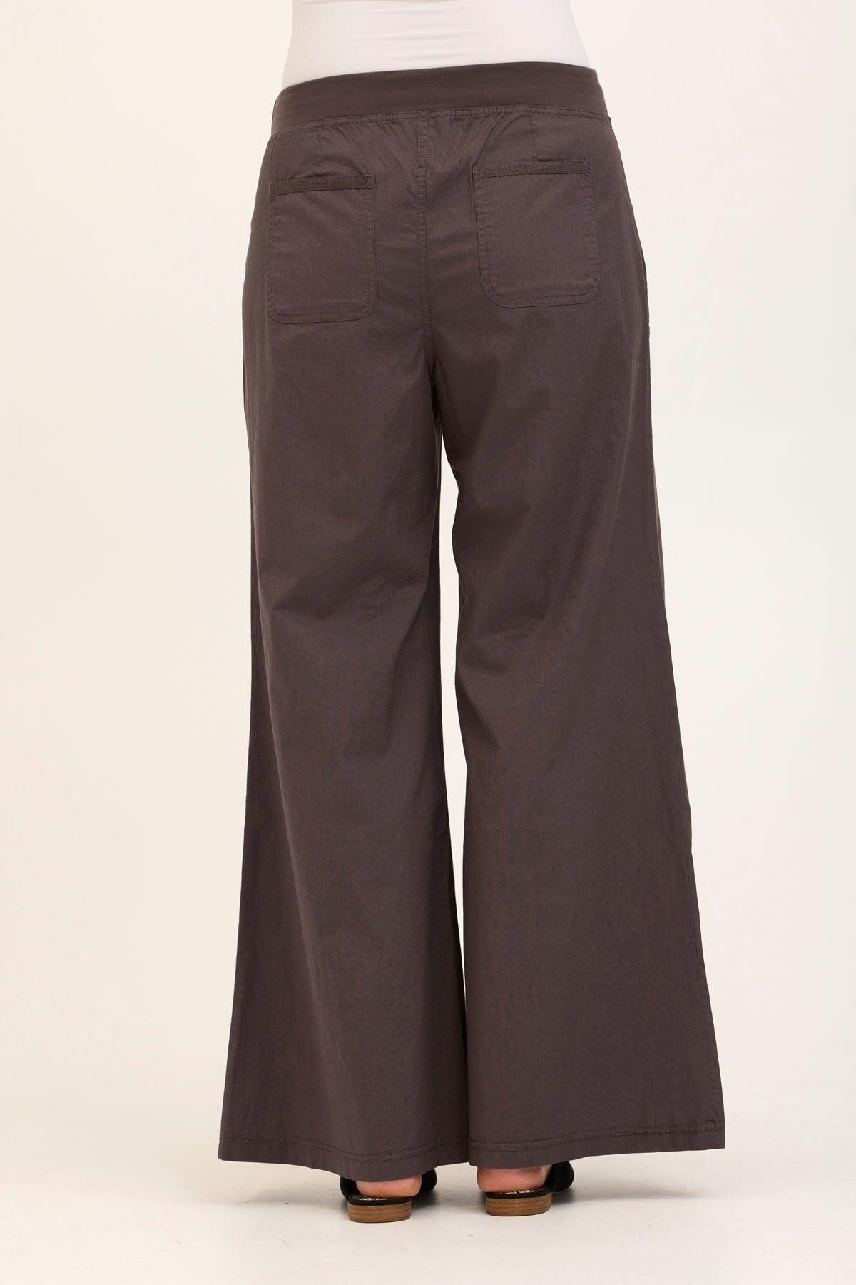 Wearables Core Zorba Stretch Poplin Box-Pleat Wide-Leg Pant Charcoal - XCVI
