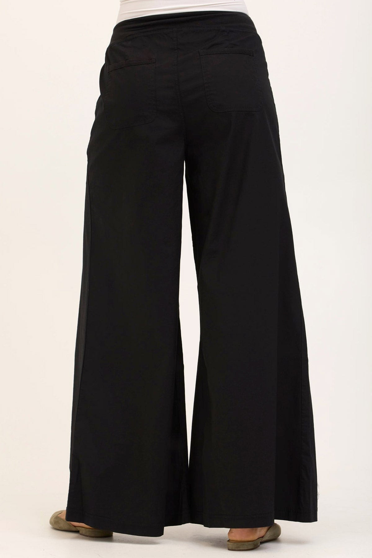 Wearables Core Zorba Stretch Poplin Box-Pleat Wide-Leg Pant Black - XCVI