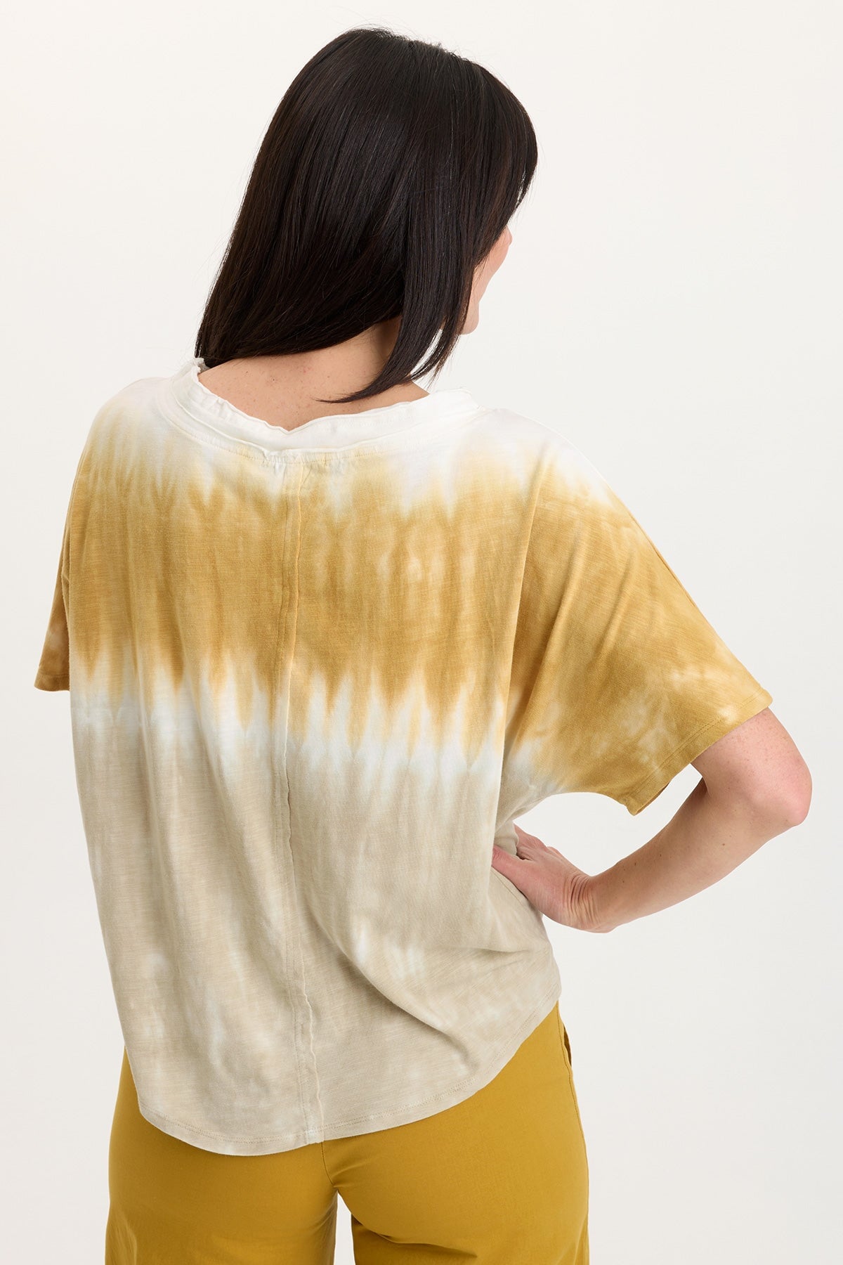 Lyra Slub Jersey Dolman Sleeve Raw-Edge Boatneck Tee Paradox Wash Radiance - XCVI