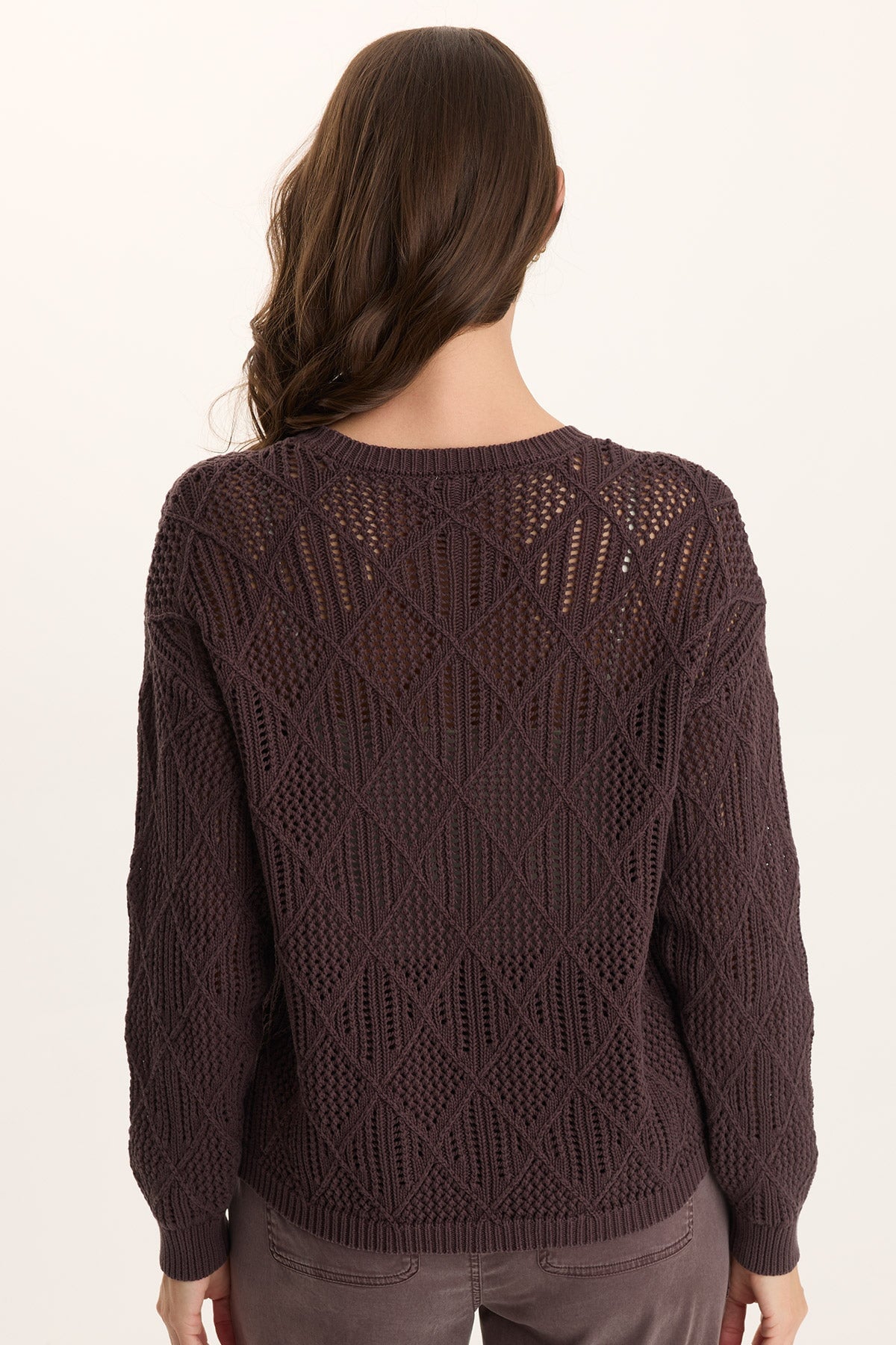 Rothwell Cotton Knit Relaxed Fit Long-Sleeve Sweater Top Bistro Pigment - XCVI
