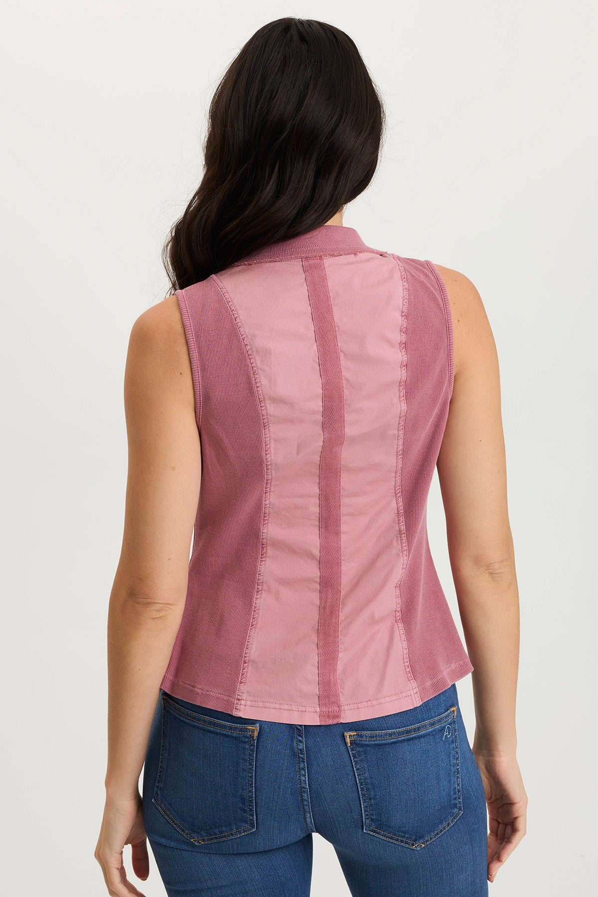 Shelton Casual Poplin + Rib Cargo Zipper Vest Cherished Pigment - XCVI