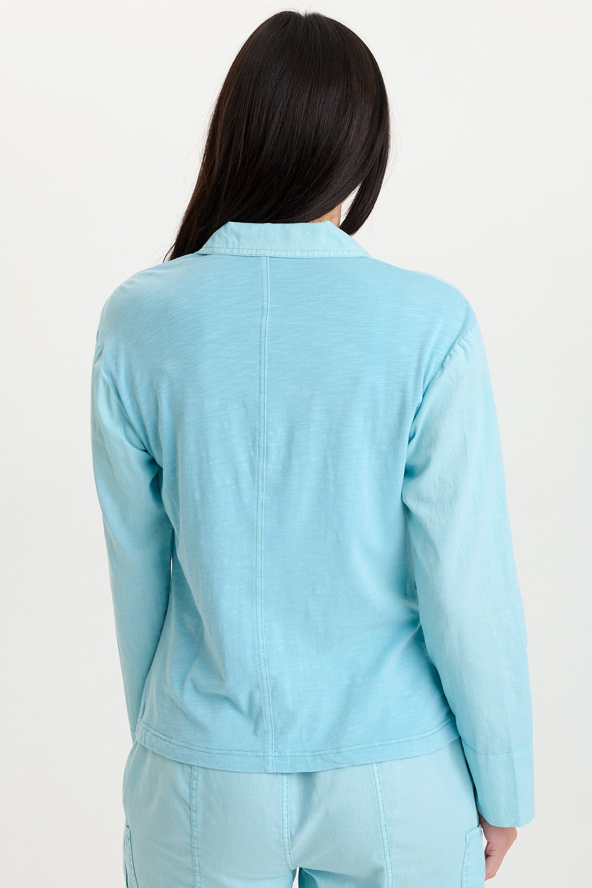 Madai Cotton Linen 3-Button Collared Jacket Mermaid Tail Pigment - XCVI