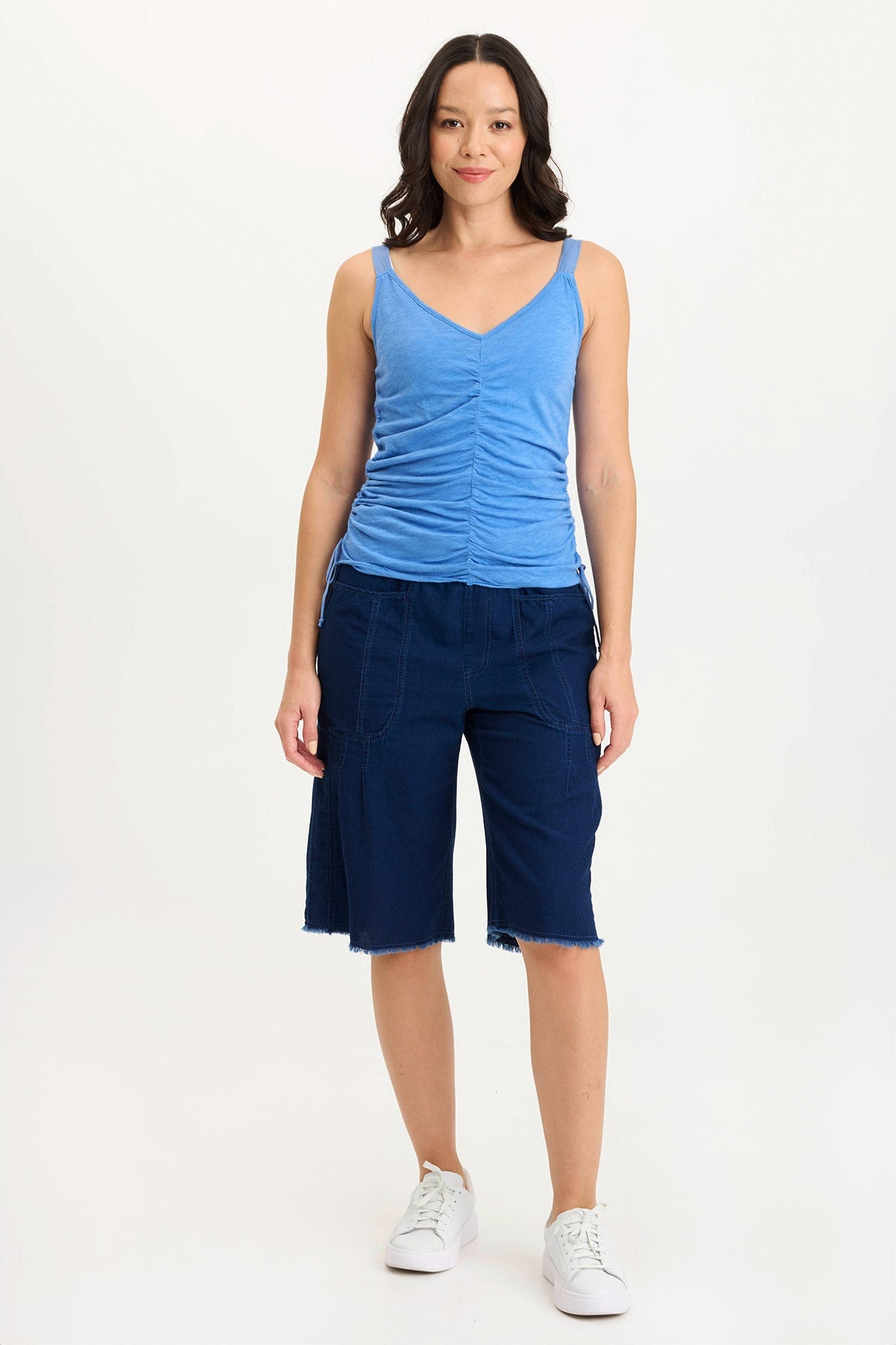 Themia Mock-Denim Classic Comfort Bermuda Short Sluice Wash - XCVI