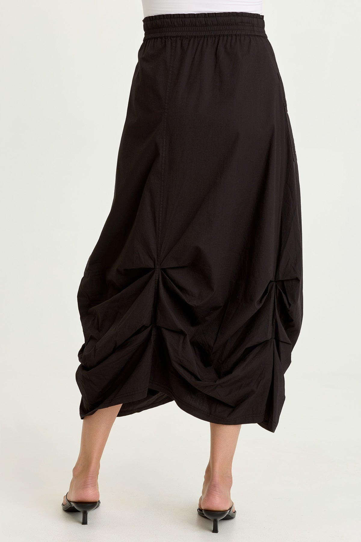 Wearables Hedvig Stretch Poplin Pleated Bubble Hem Skirt Black - XCVI