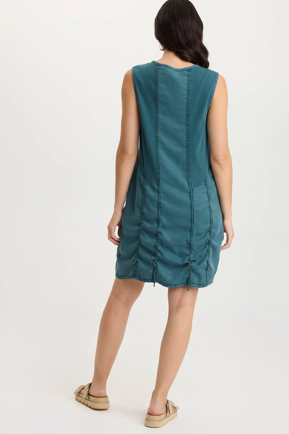 Karima Casual Cinched Twill Tank Dress Tideworn Pigment - XCVI