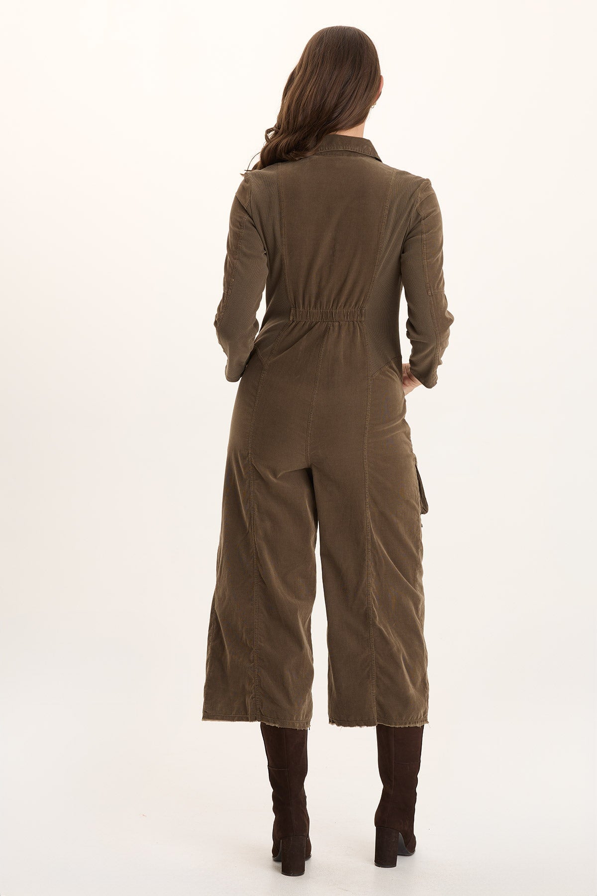 Kaisa Corduroy Long-Sleeve Cargo Jumpsuit Oak Creek Pigment - XCVI