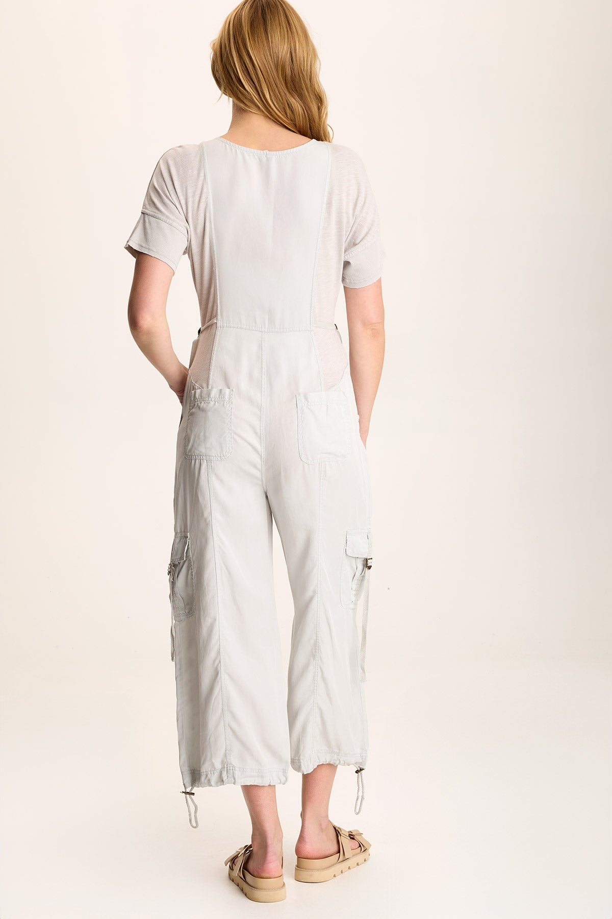 Naveen Jumpsuit – Soft Twill with Zip Front & Banded Waist Grey Marble - XCVI
