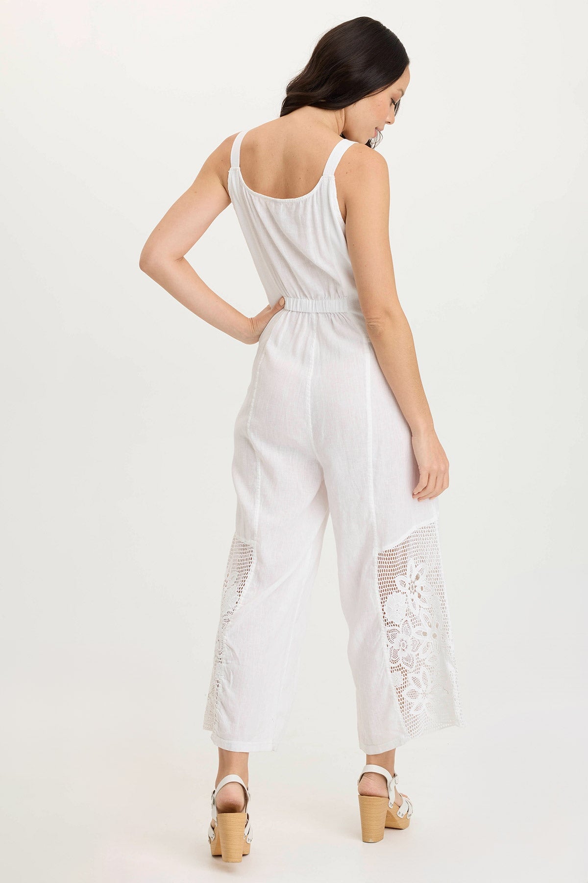 Nairi Mesh Detail Lightweight Jumpsuit White - XCVI
