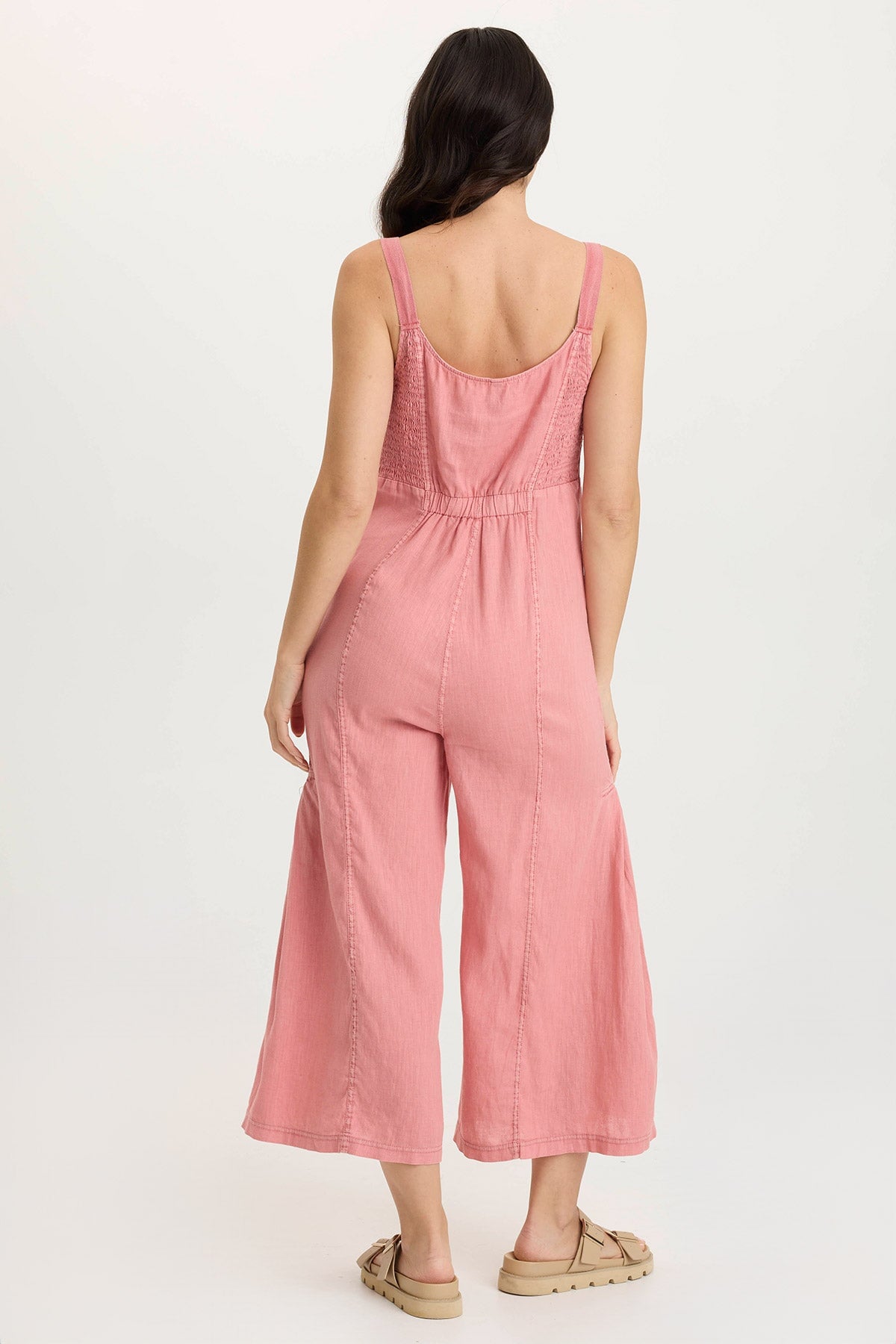 Leoda Versatile Linen Snap-Up Jumpsuit Cherry Fizz Pigment - XCVI