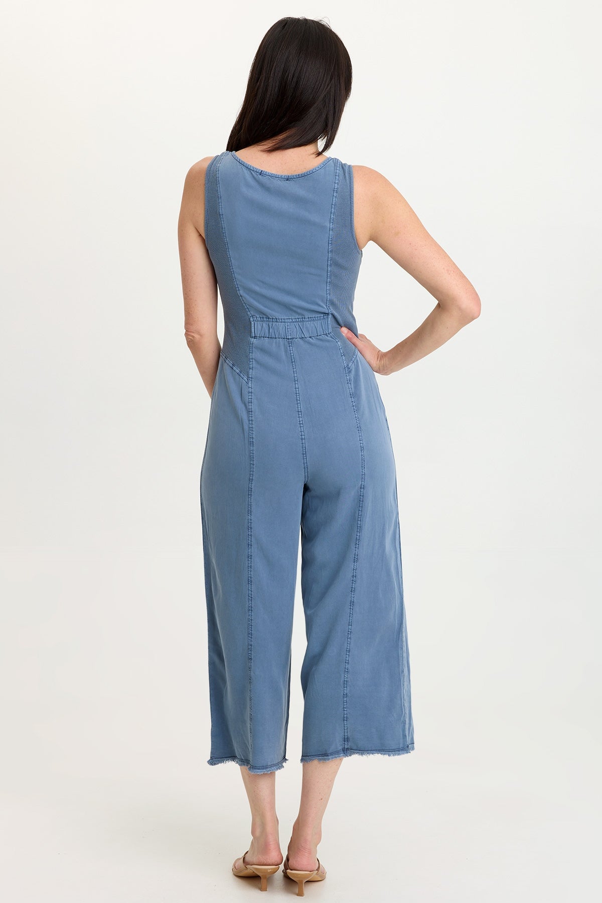 Wearables Linette Twill Zip-Up V-Neck Sleeveless Jumpsuit Hypnotic Pigment - XCVI