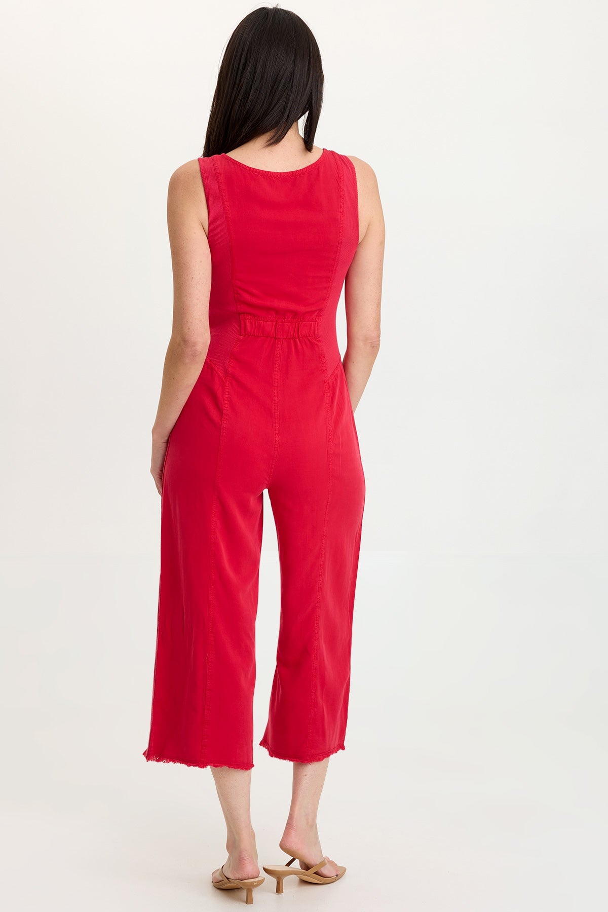 Wearables Linette Twill Zip-Up V-Neck Sleeveless Jumpsuit San Marzano Pigment - XCVI