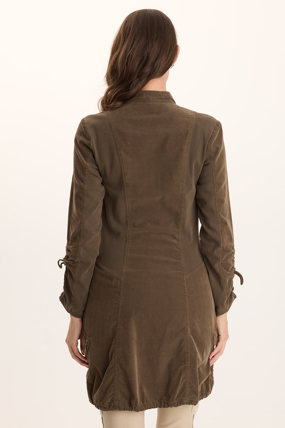 Anu Corduroy/Jersey Long-Sleeve Cinchable Jacket-Dress Oak Creek Pigment - XCVI