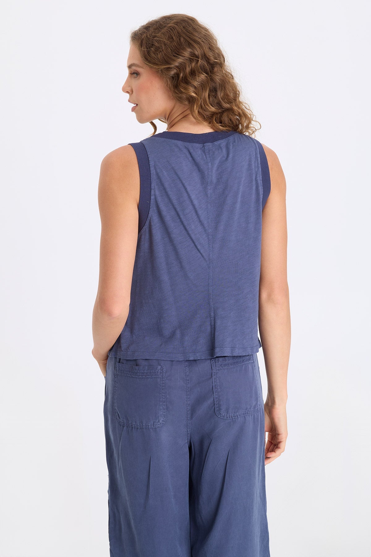 Katrine Soft Twill Elevated Tank Bluestone - XCVI