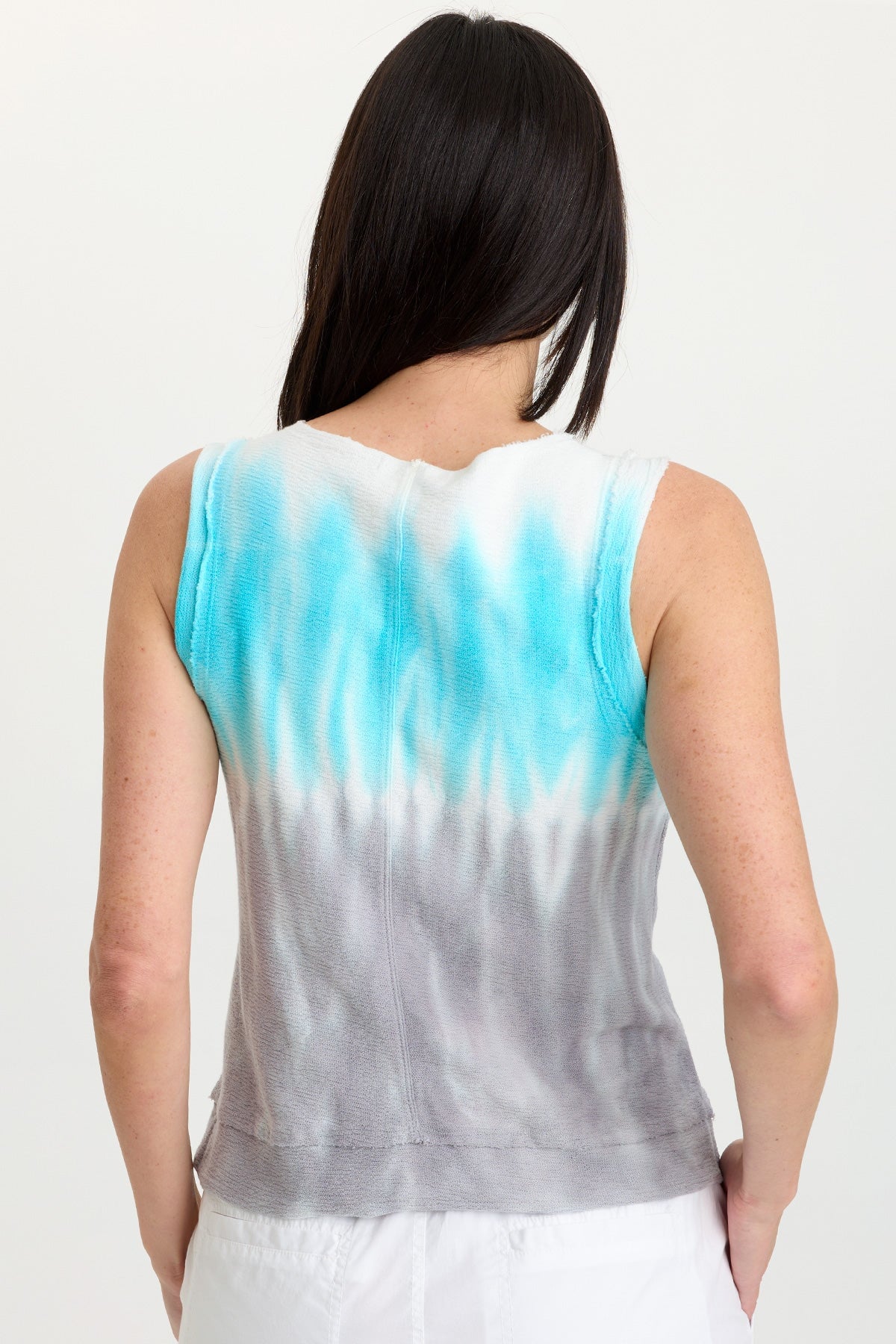 Ila 100% Cotton Crepe Knit Raw Edge Tank Paradox Wash Mermaid - XCVI