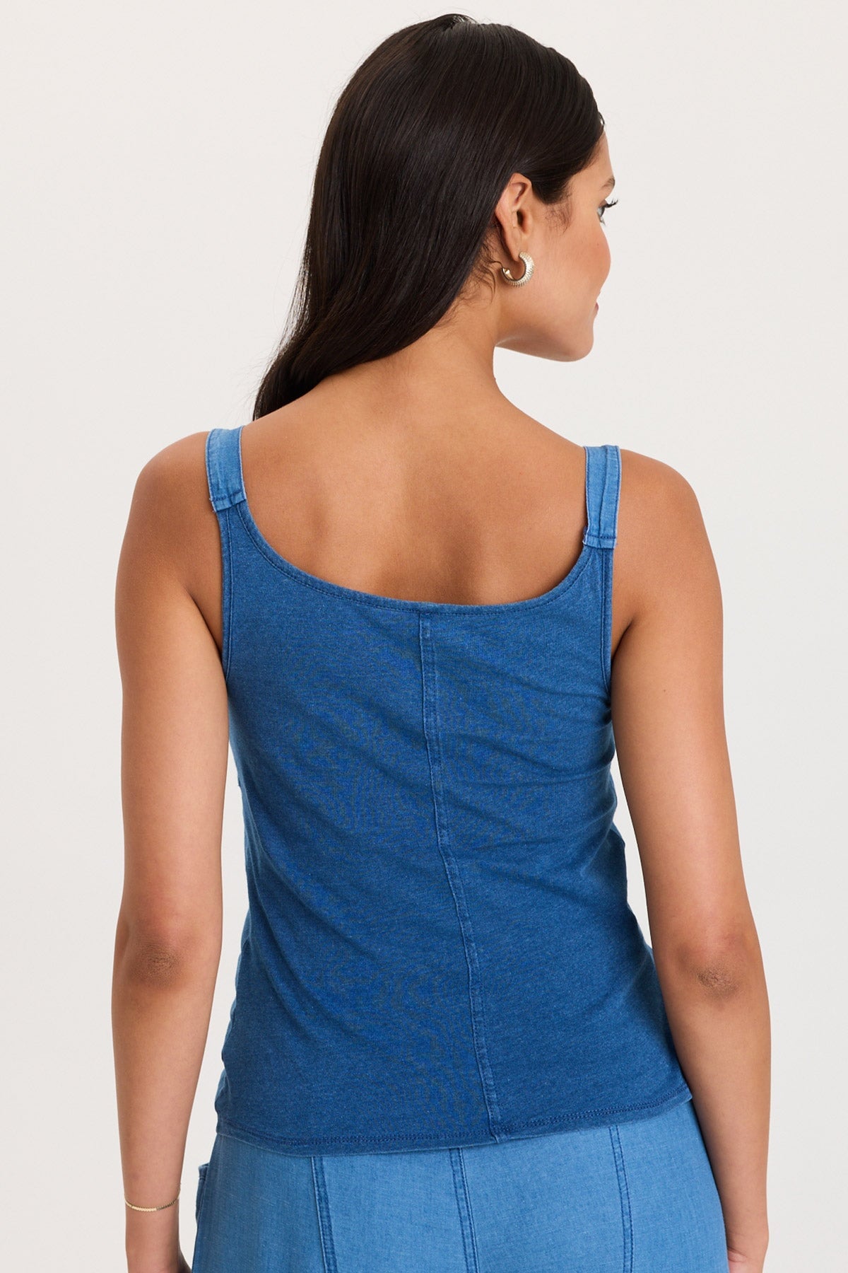 Mock-Denim and Jersey Adjustable Fit Fife Tank Etiolate Wash - XCVI