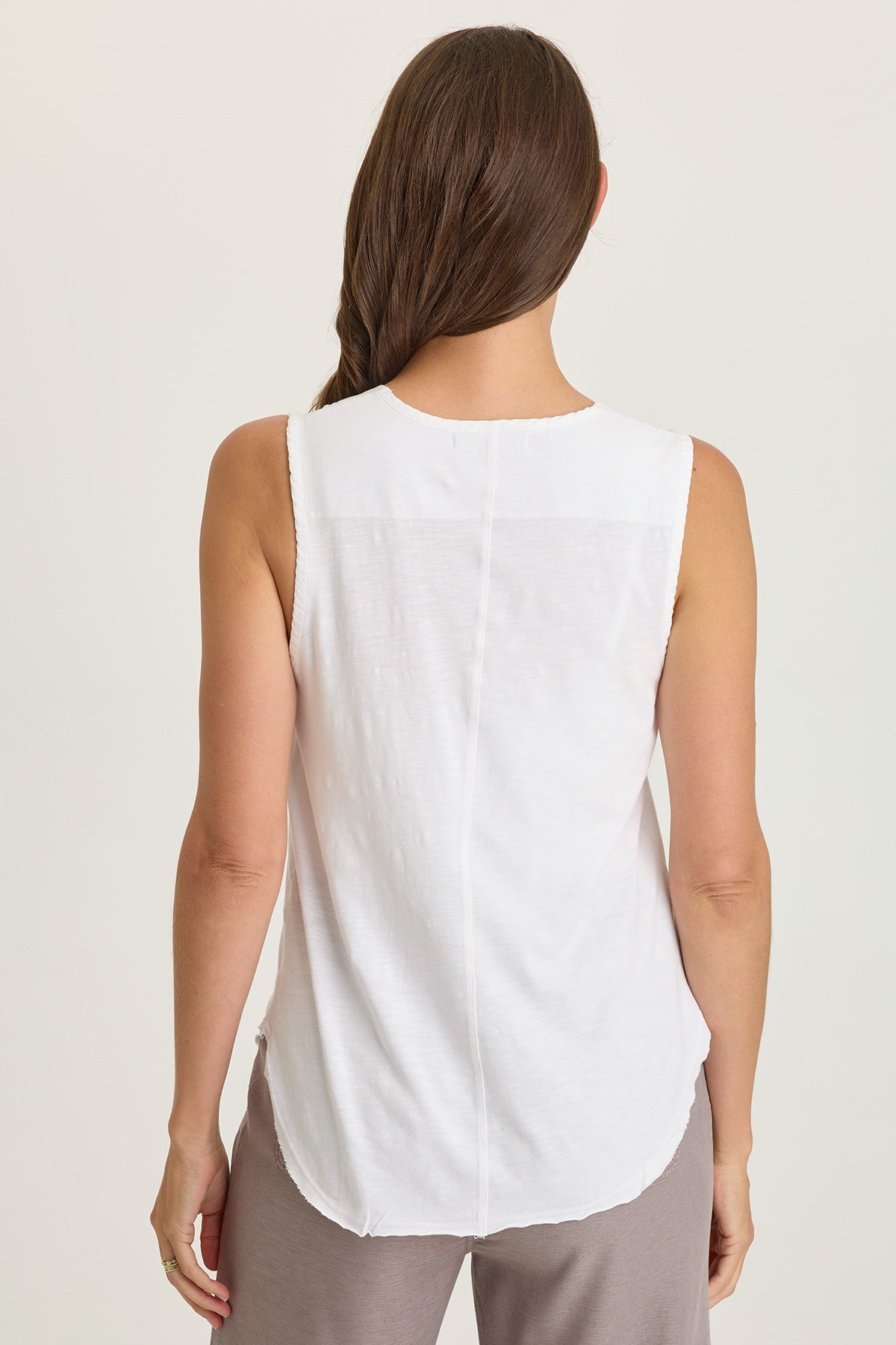 Wearables Nila Twill-Front Jersey-Back V-Neck Tank White - XCVI