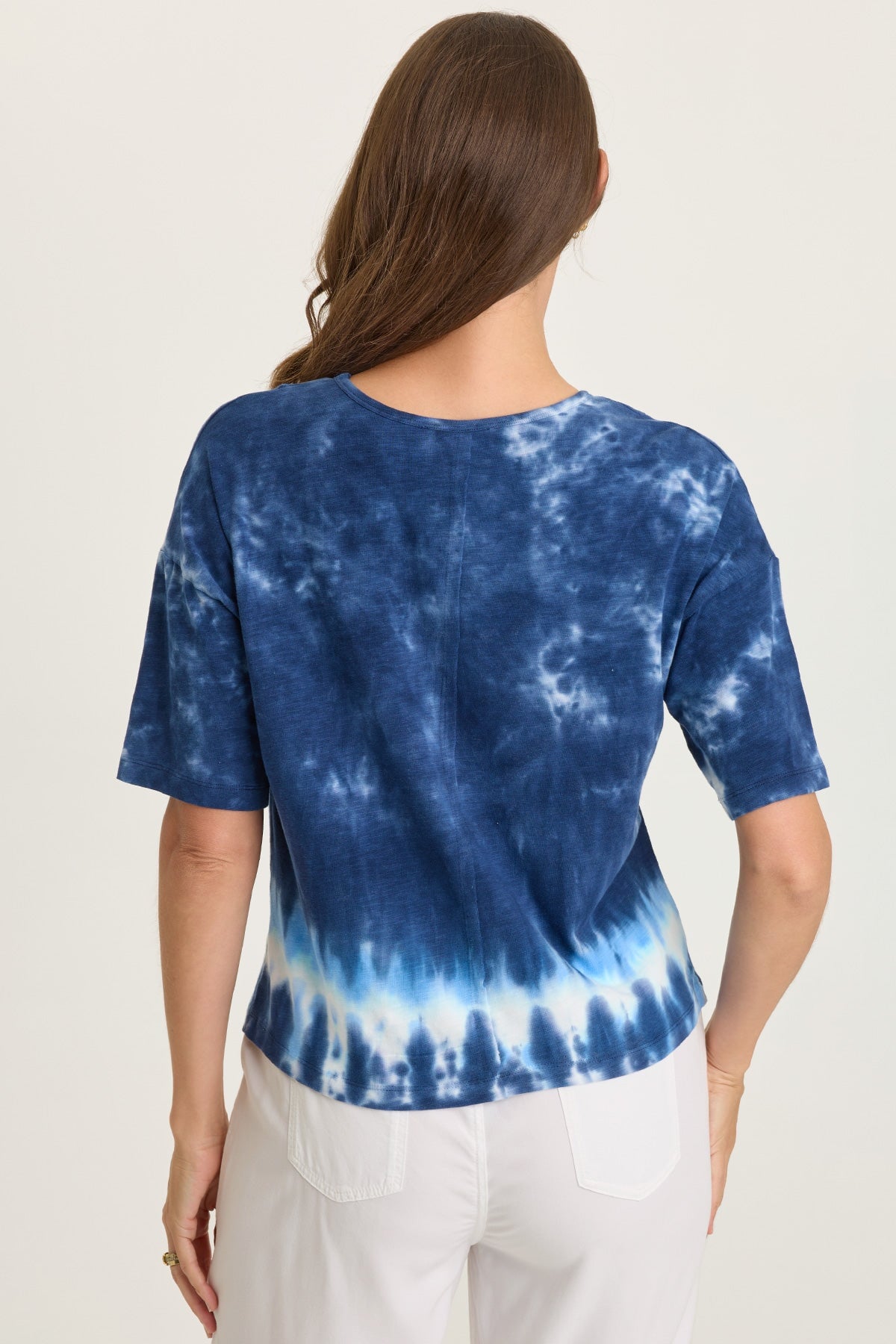 Wearables Lino Twill-Front Jersey-Back Boat Neck Short Sleeve Tee Aberrant Wash - XCVI
