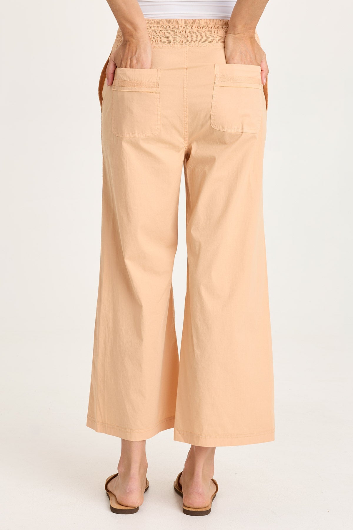Artus Poplin Smocked Waist Crop Pant Apricot Kiss - XCVI