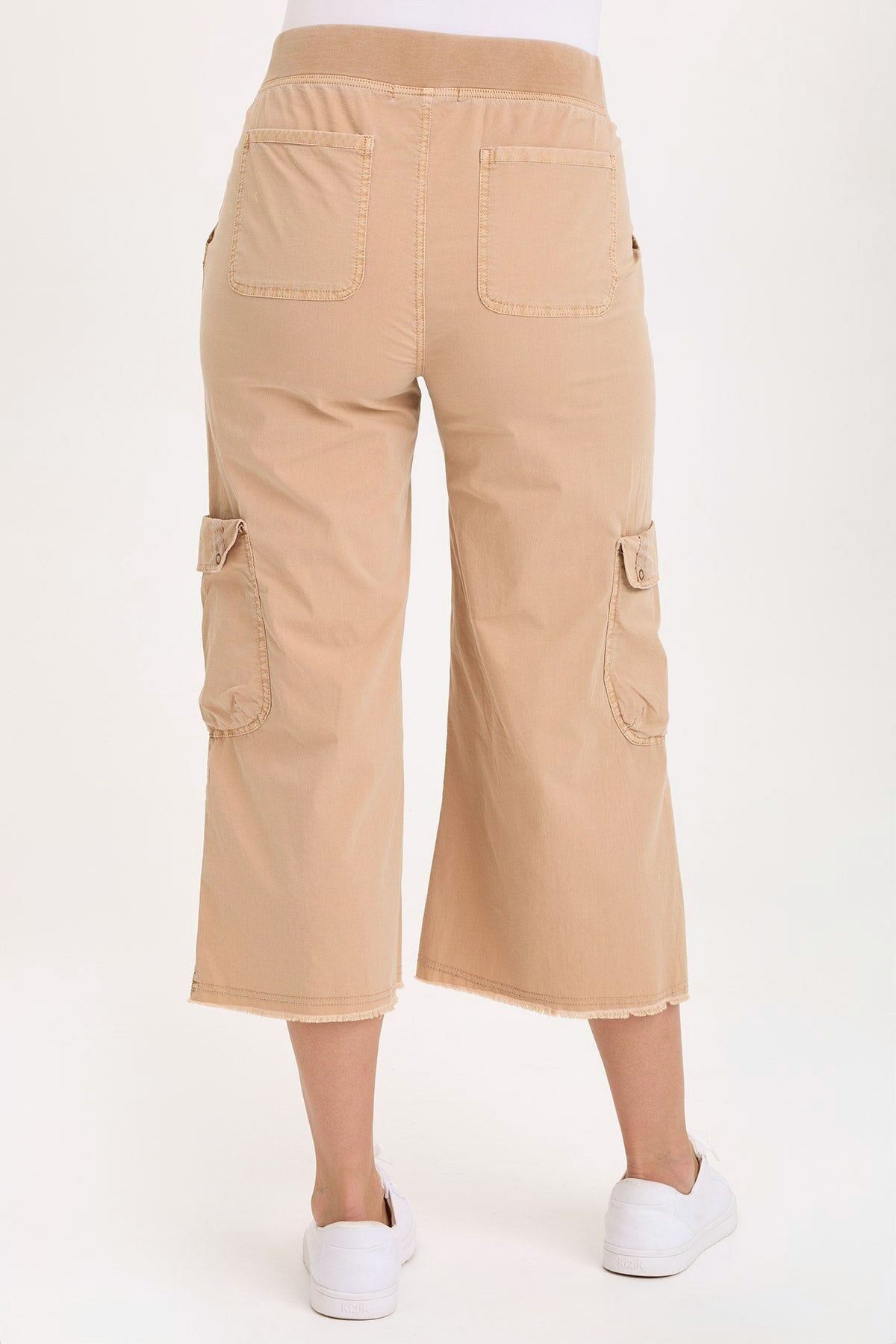 Wearables Femke Stretch Poplin Distressed Wide Leg Cargo Crop Pant Fireclay Pigment - XCVI