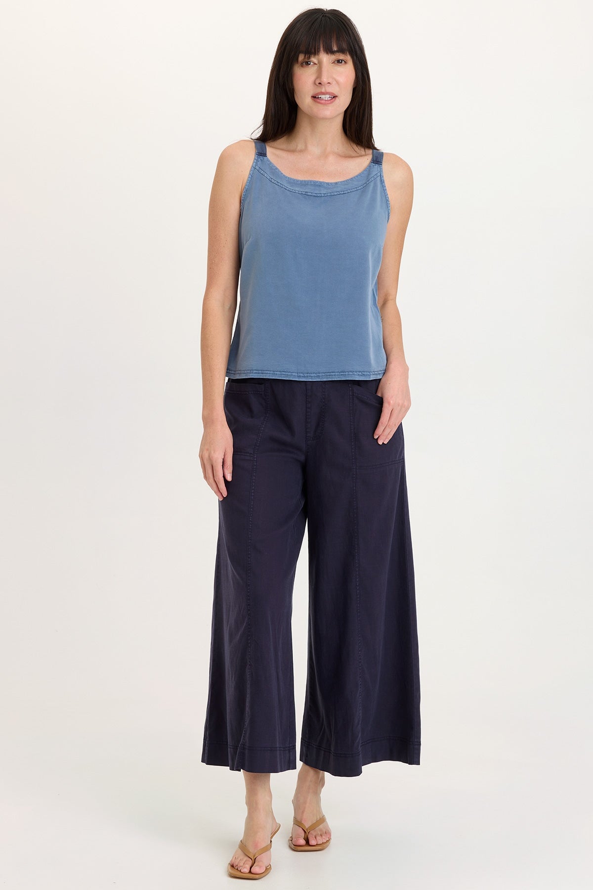Shaun Tencel Twill Gaucho Wide-Leg Crop Pant Navy - XCVI