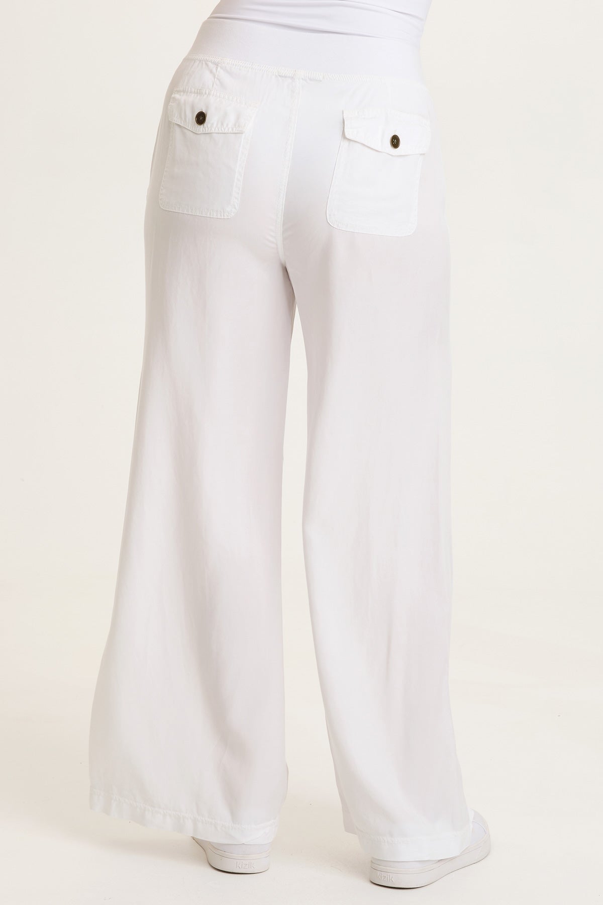 Dacia Tencel Twill Pleated Wide Leg Pull-On Waist Pant White - XCVI