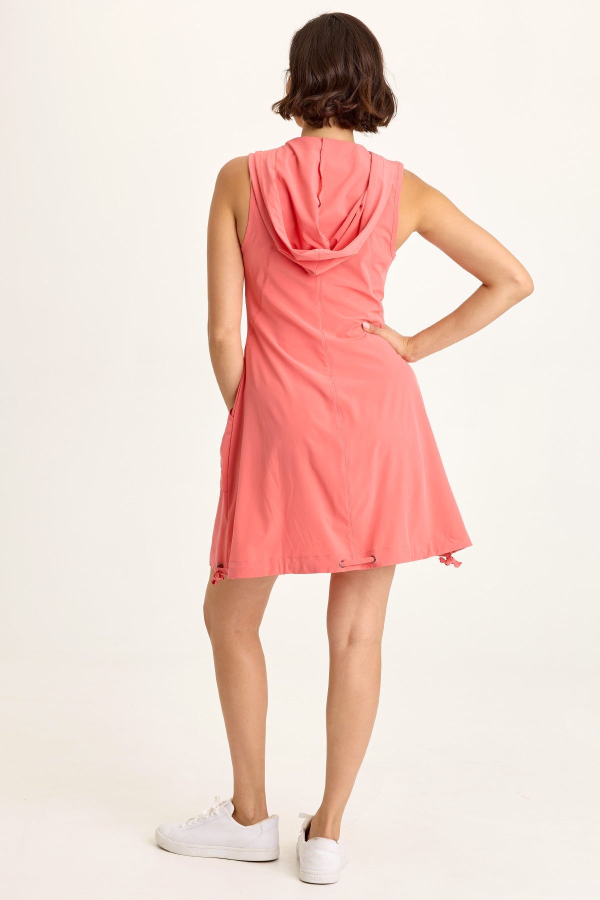 Wearables Sumi Active Whisper Stretch Hooded Cargo Cinch Hem Mini Dress Grapefruit - XCVI