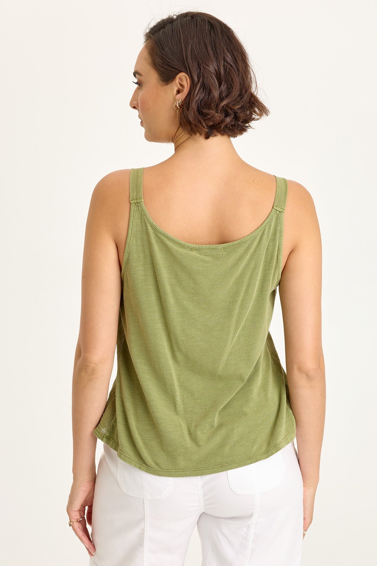 Wearables Cotton Gauze/Jersey Box Pleat Front Strap Tank Garnish Pigment - XCVI