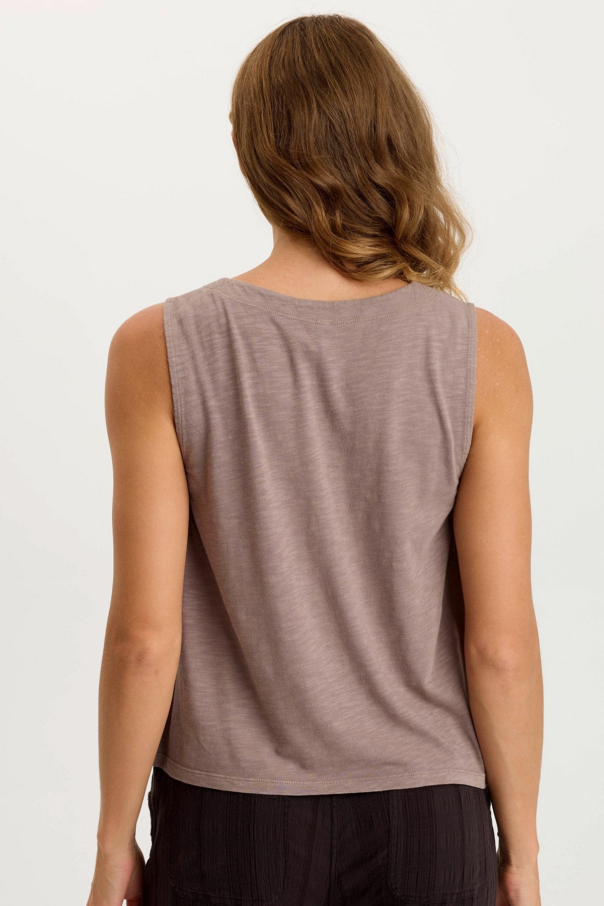 Massimo Twill + Jersey Essential Wide-Neck Tank Poppy Seed - XCVI