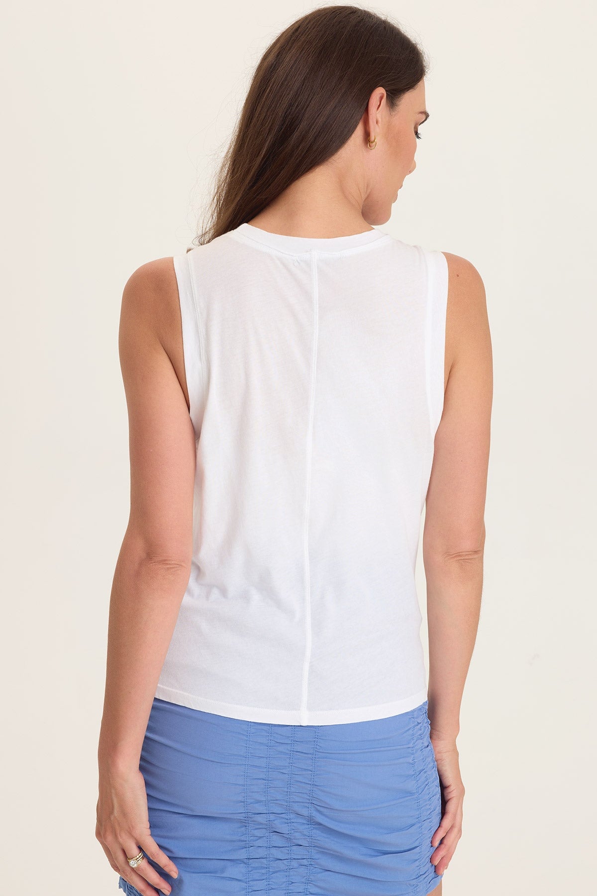 Wearables Bodie Jersey Tank with Raw Edge Detail White - XCVI