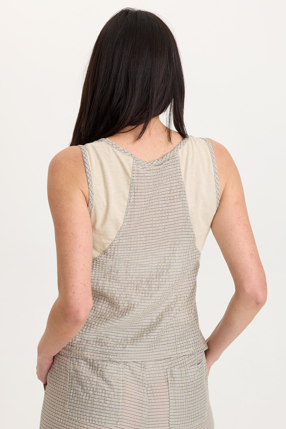 Aria Waffle Weave Bra-Friendly Sporty Tank Whitecap Pigment - XCVI