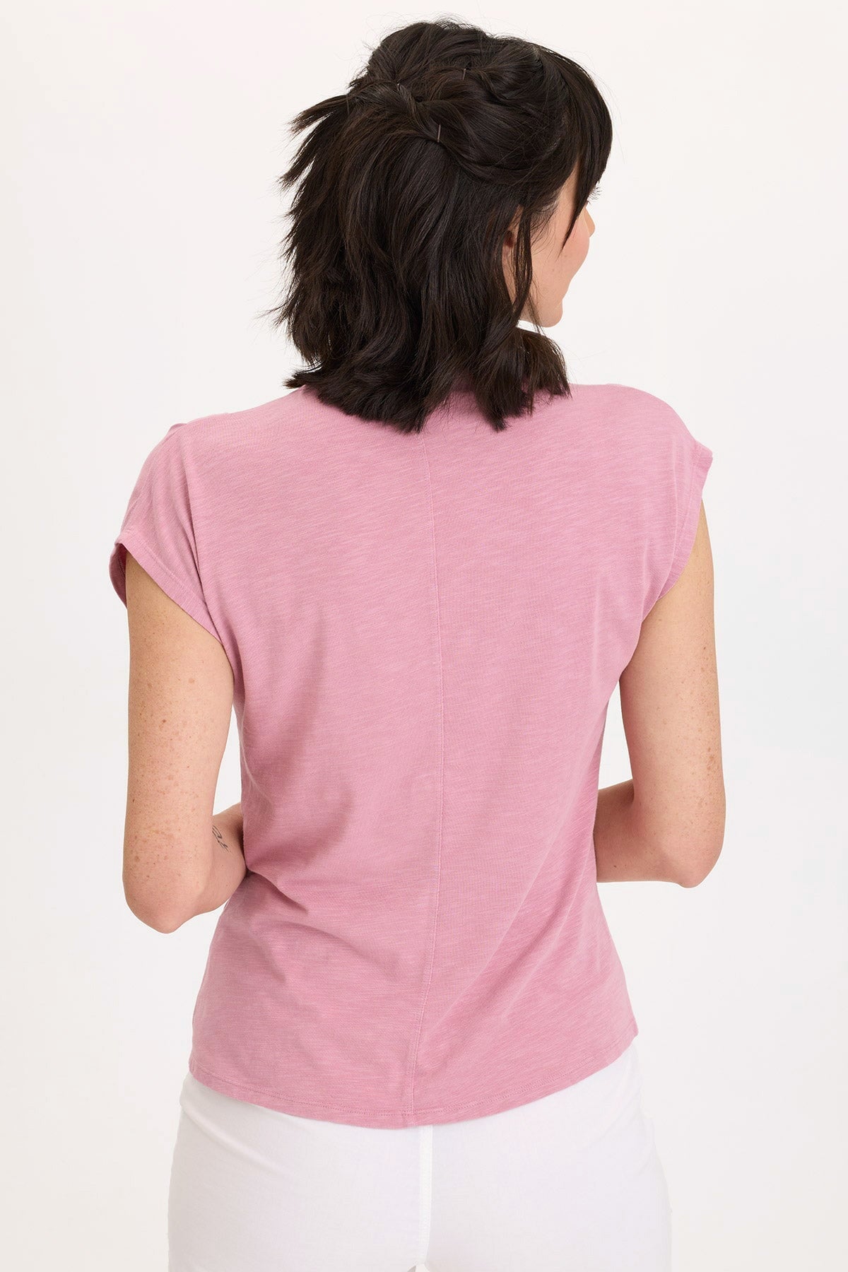 Wearables Arwen Slub Jersey Mock Neck Tee Sweet Pea - XCVI