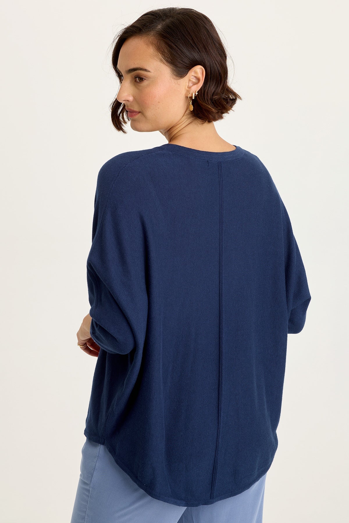 Wearables Zia Cotton Rayon V-Neck 3/4 Dolman Sleeve High Low Top Airdale Pigment - XCVI