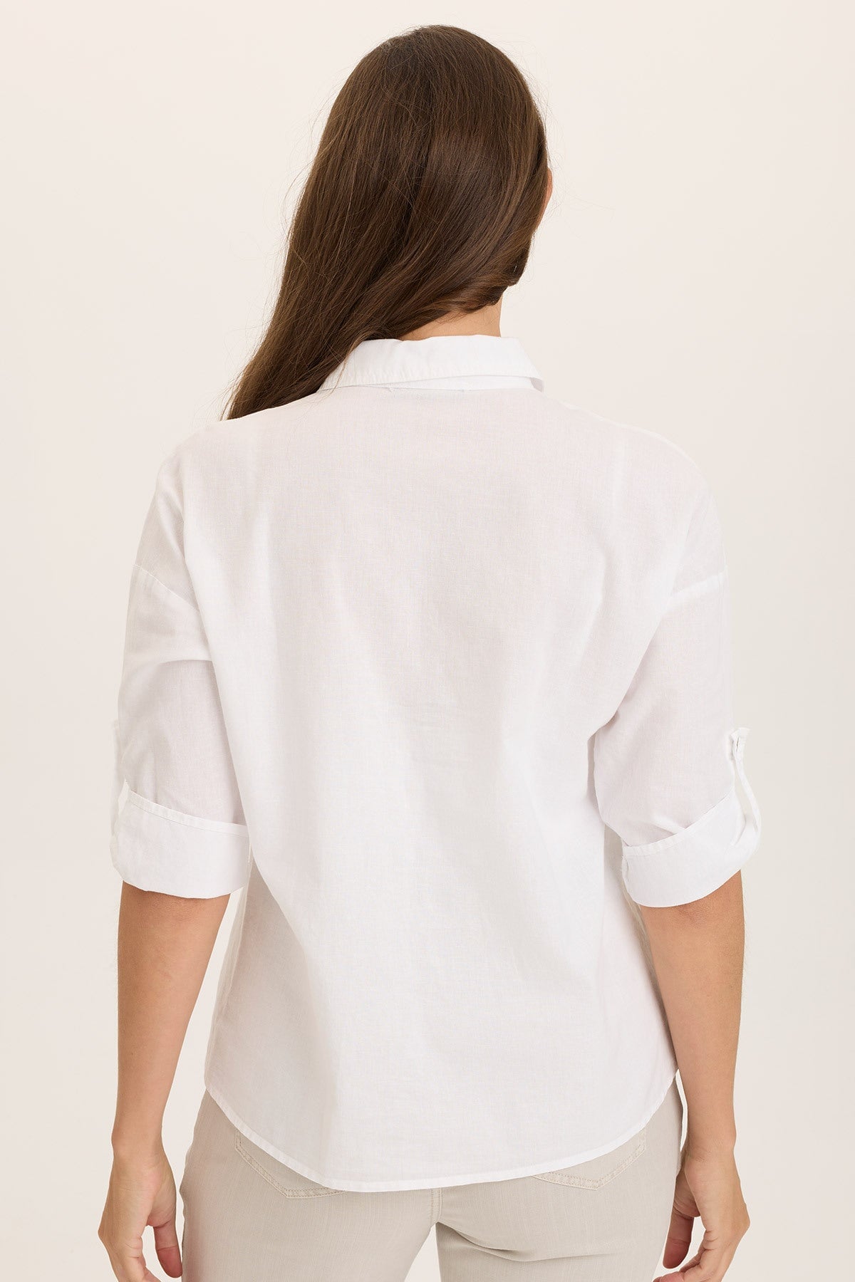 Wearables Carrie Linen 3/4-Sleeve High-Low Button-Up White - XCVI