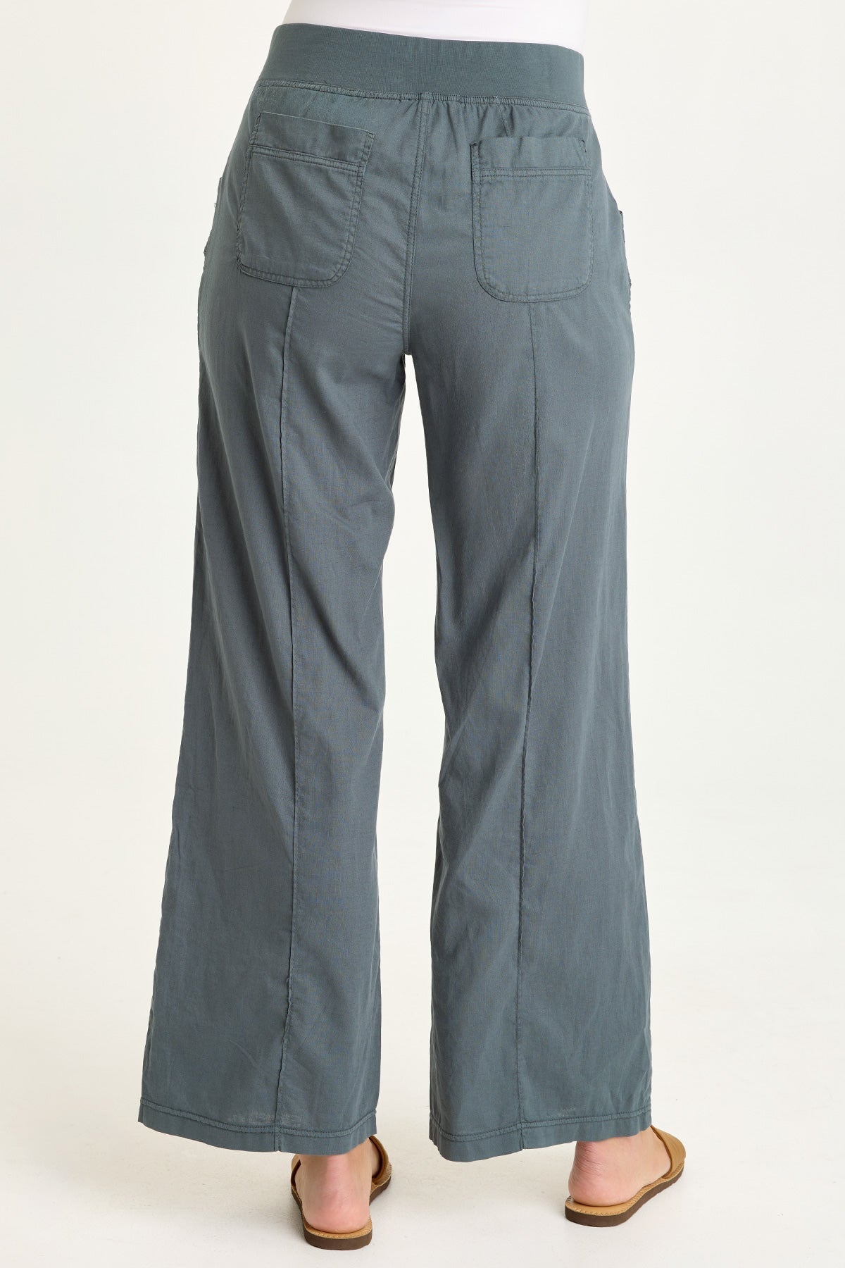Wearables Torryn Cotton Linen Zipper Pockets Pull-On Pant Hawthorn Leaf - XCVI