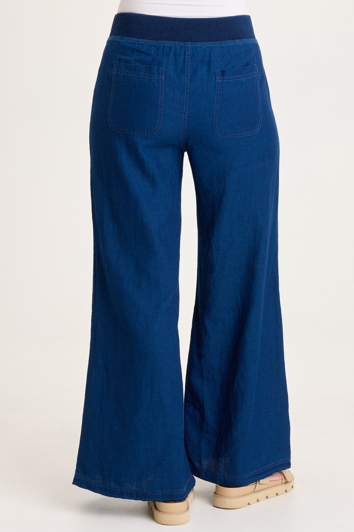Jerona Indigo Twill Double Pleated Wide-Leg Pant Sluice Wash - XCVI