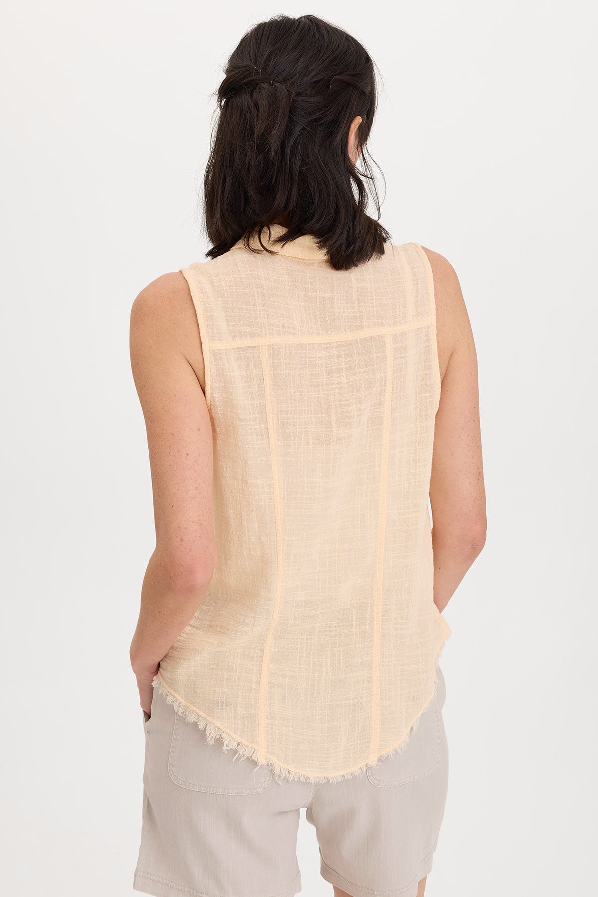 Wearables Otto Cotton Gauze Distressed Button-Up Tank Antique Scroll - XCVI