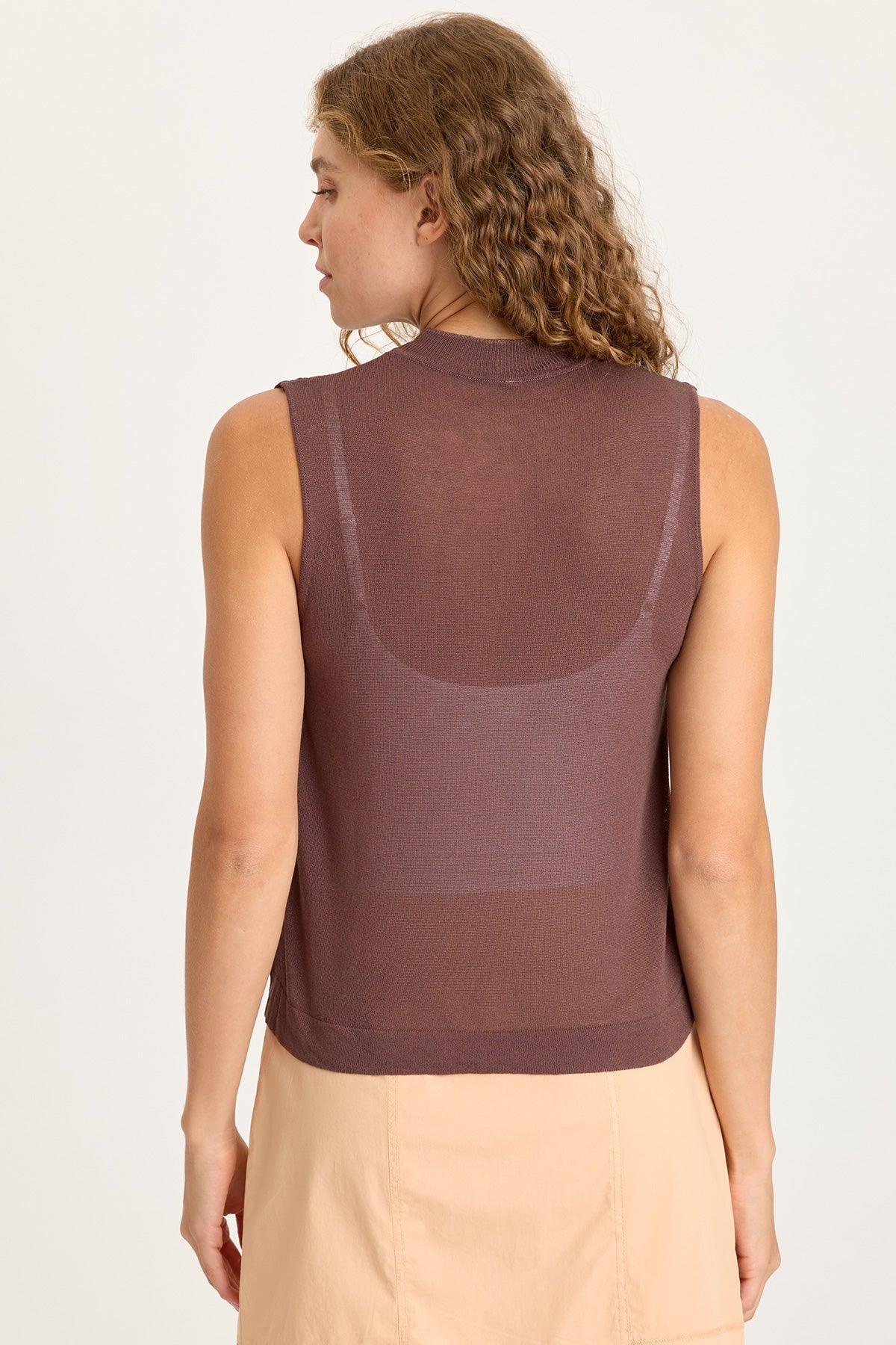 Orren Satin/Knit High Neck Sleeveless Top Virtuoso Pigment - XCVI