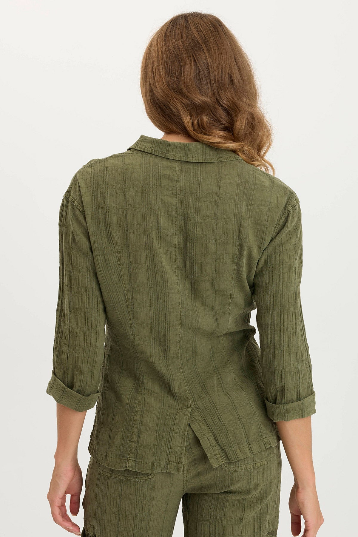Hendrix Textured Gauze Chic Button-Up Light Jacket Cypress Pigment - XCVI