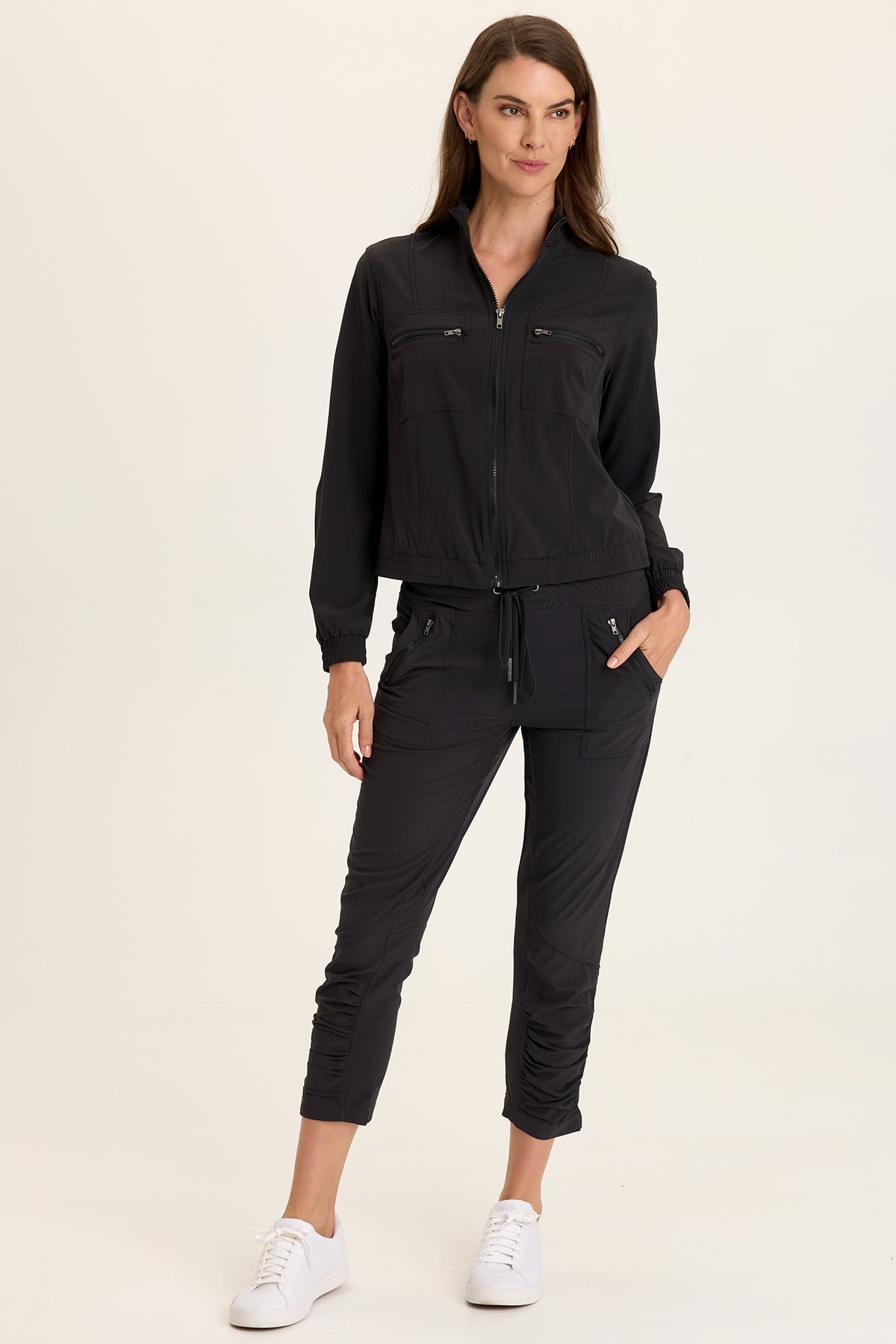 Active Quinn Bomber in Black Black - XCVI
