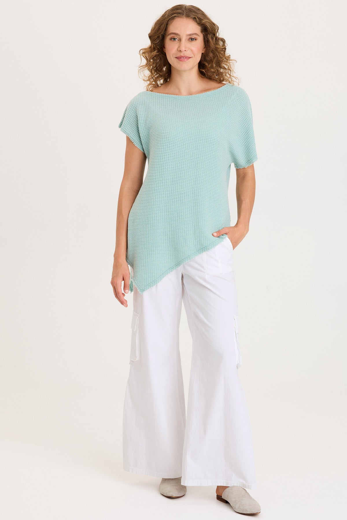 Erwin Side Pleats Wide Leg Cargo Pant White - XCVI