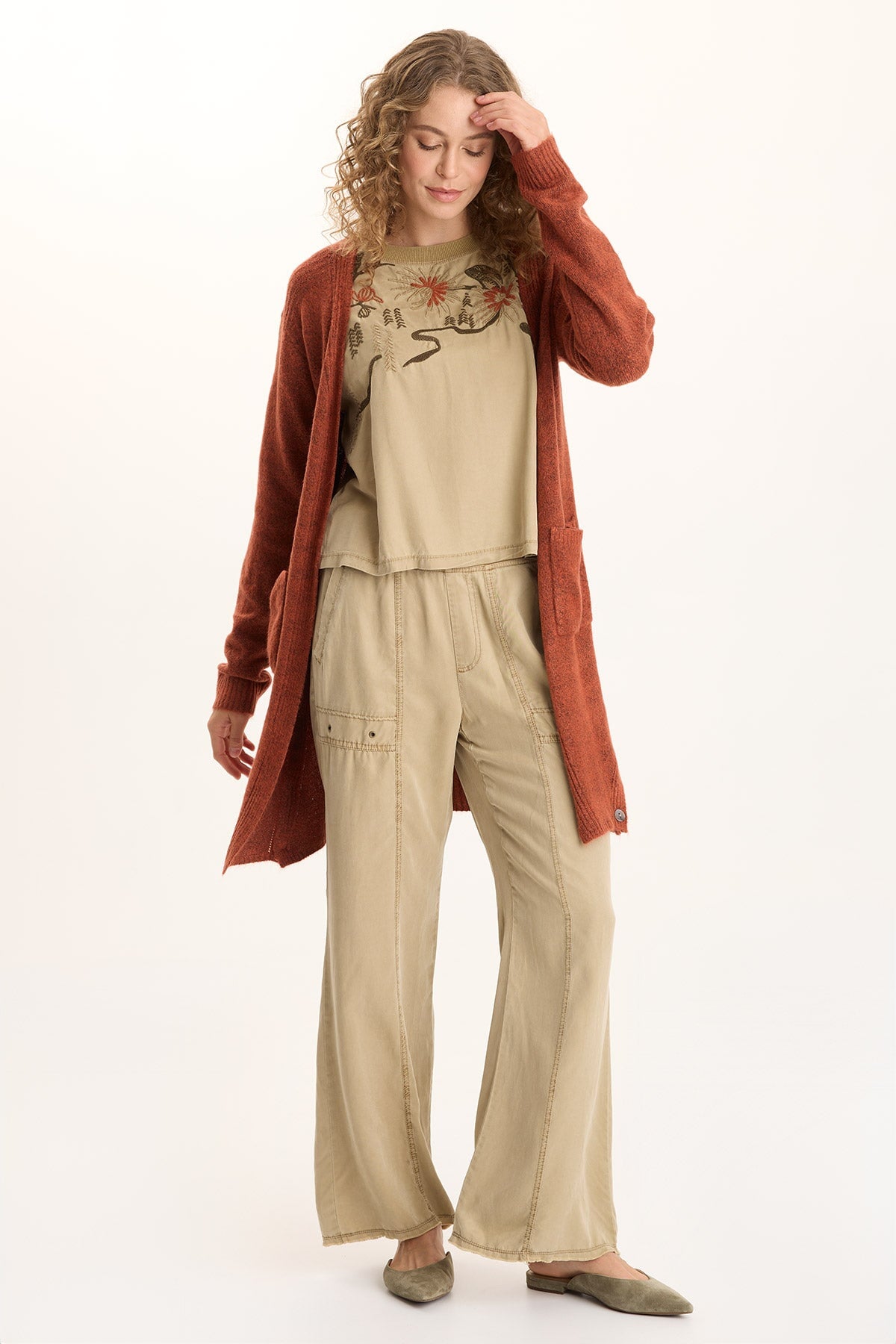 Schyler Soft Twill Wide-Leg Pant Plateau Pigment - XCVI
